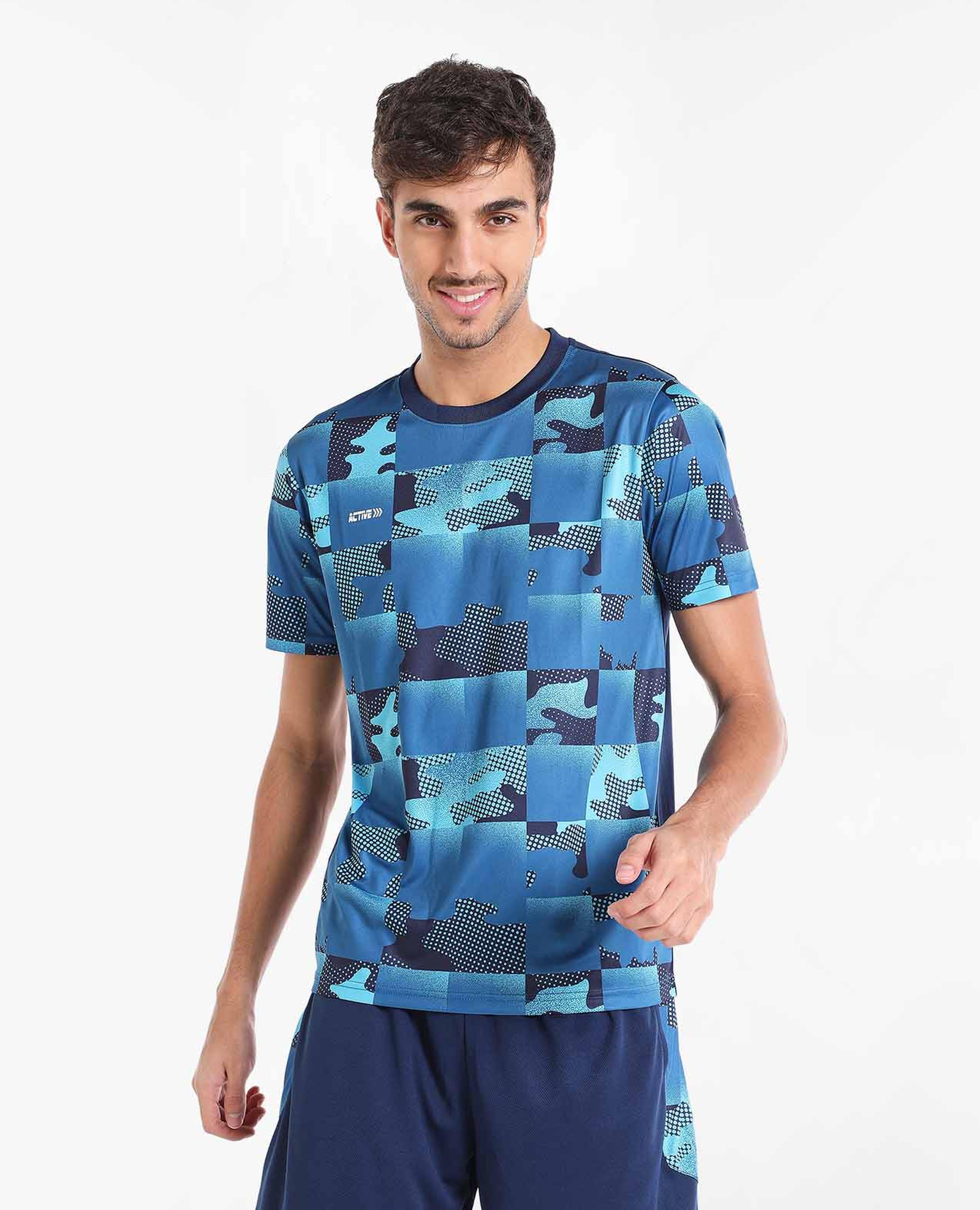Camouflage Printed T-Shirt with Crew Neck & Short Sleeves