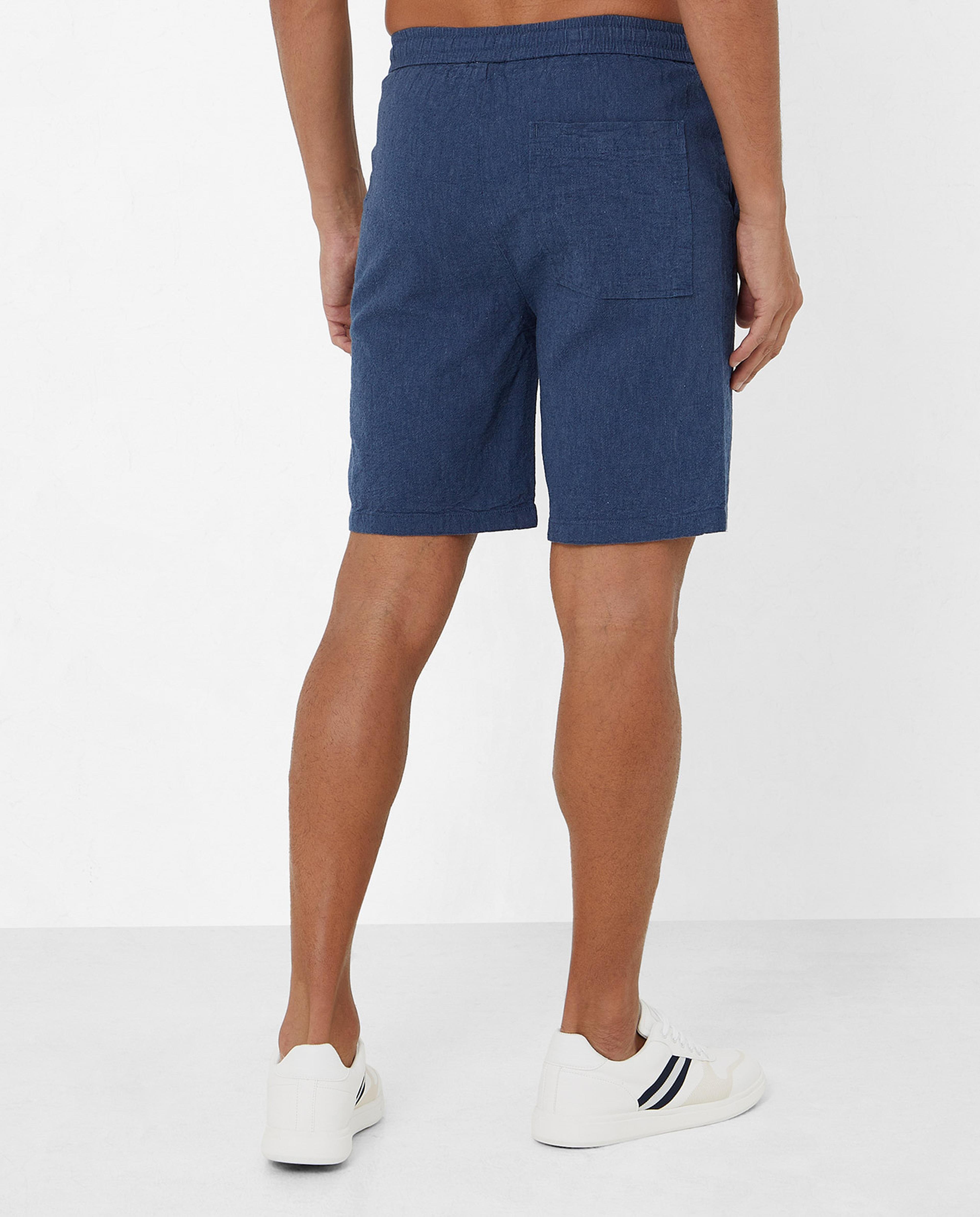Solid Casual Shorts with Elasticated Drawstring Waist