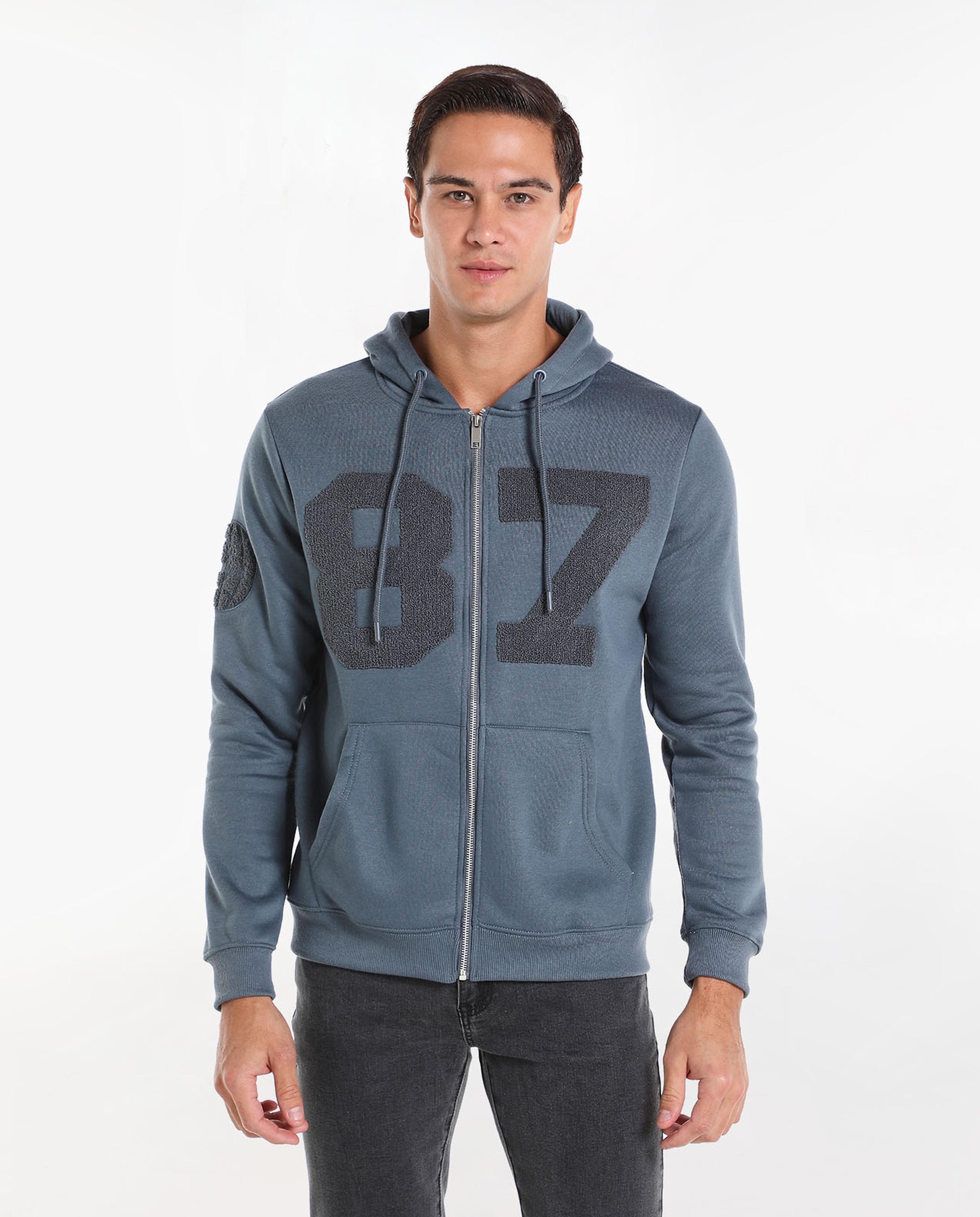 Printed Sweatshirt with Hood and Long Sleeves