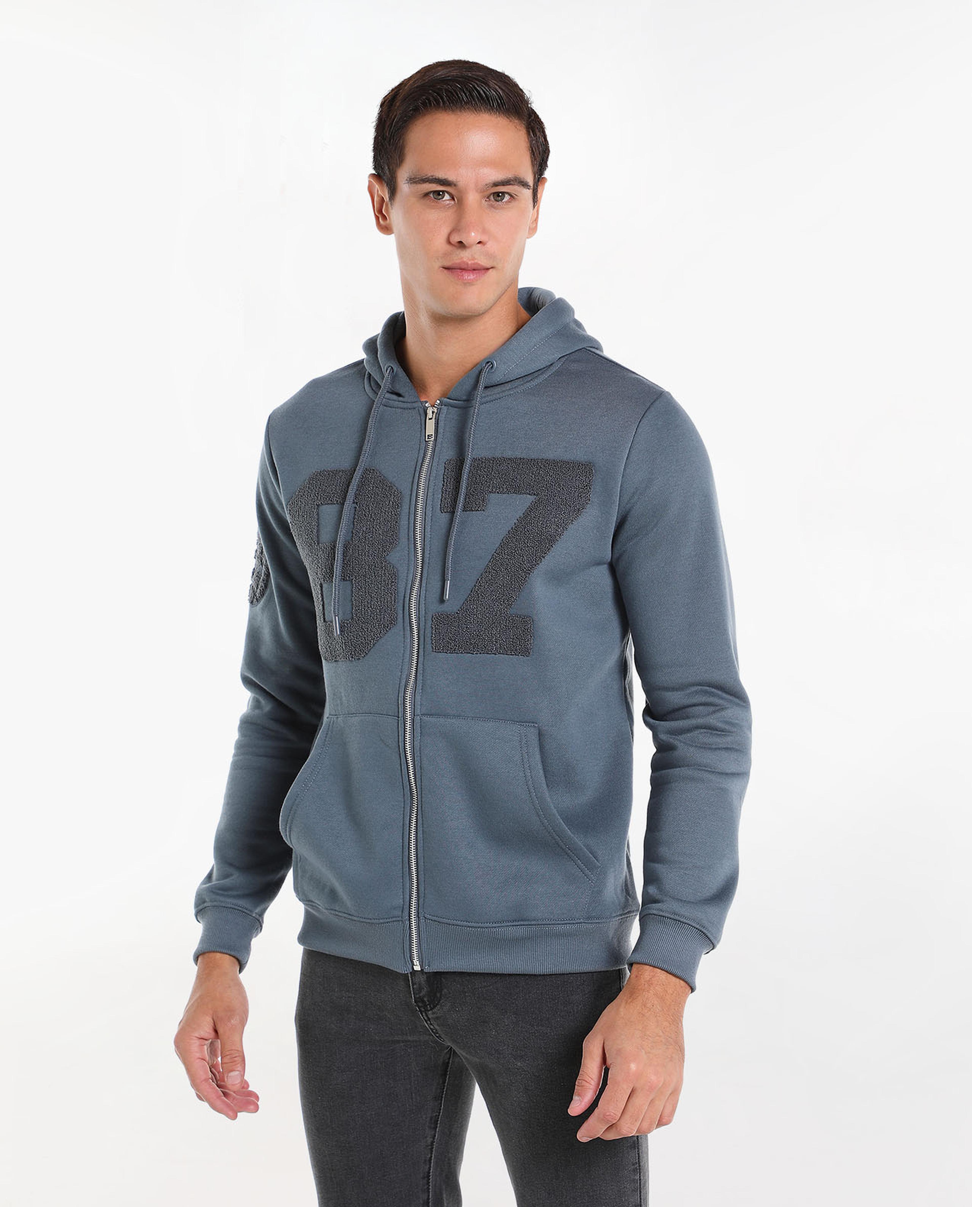 Printed Sweatshirt with Hood and Long Sleeves