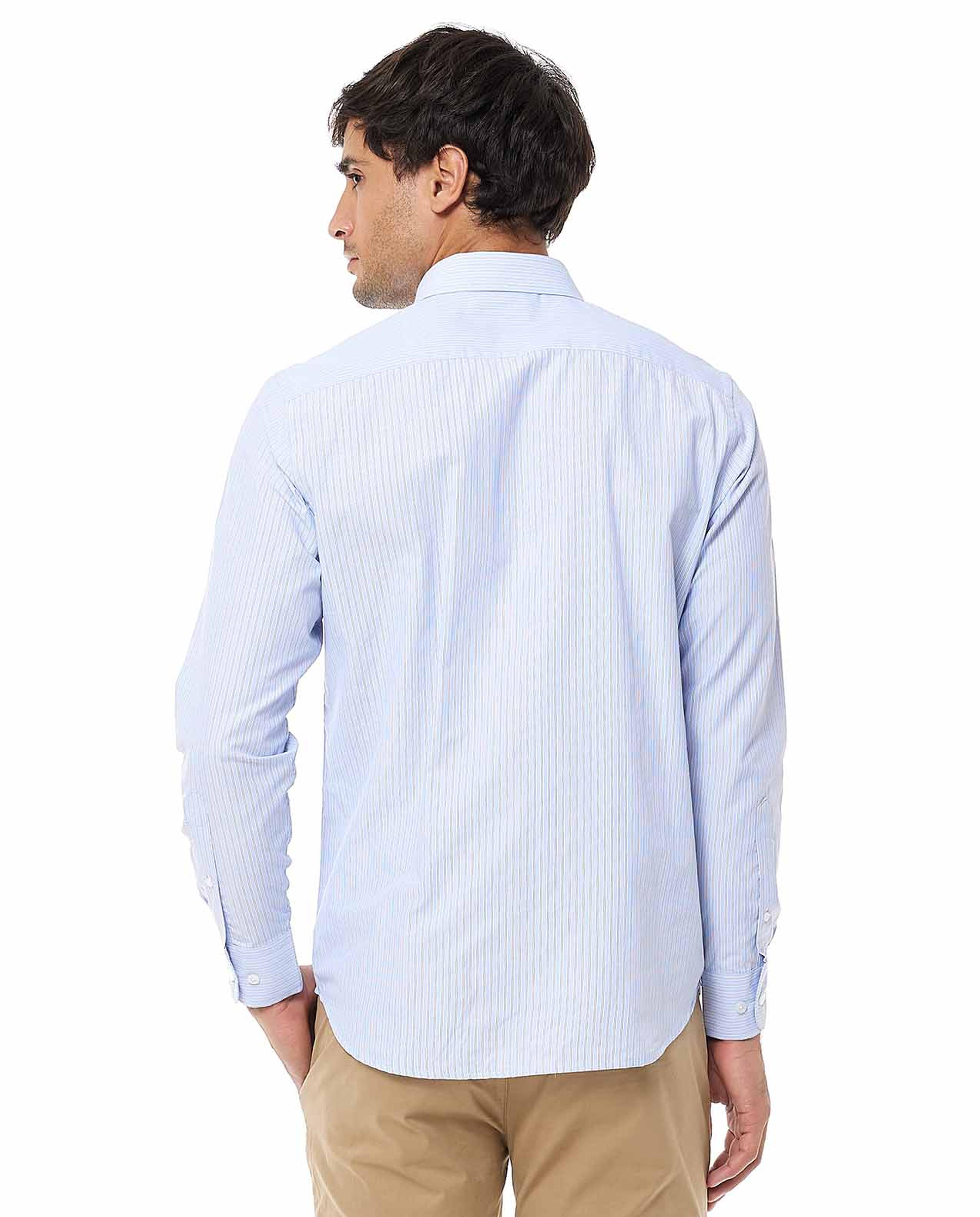 Striped Shirt with Classic Collar and Long Sleeves