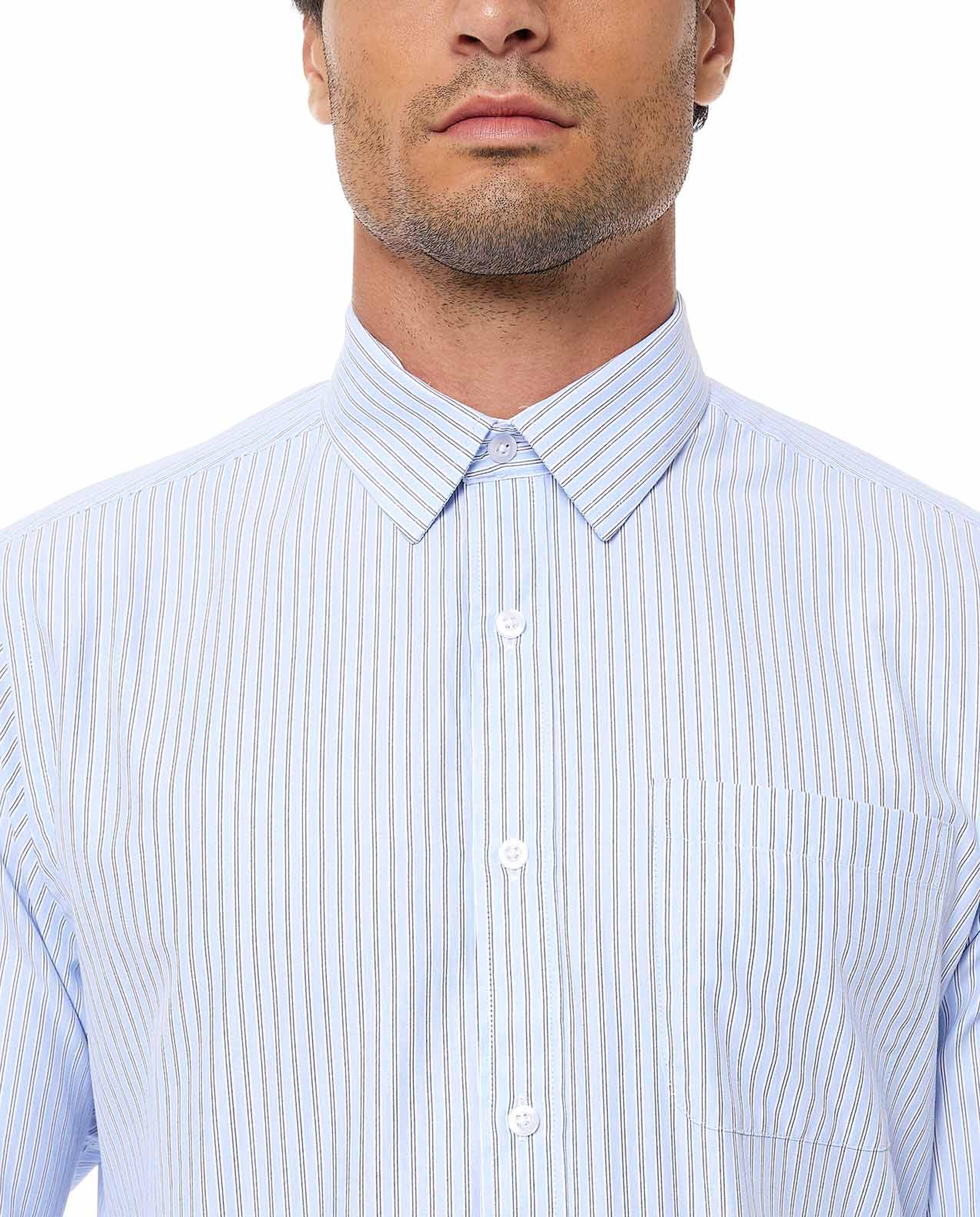 Striped Shirt with Classic Collar and Long Sleeves