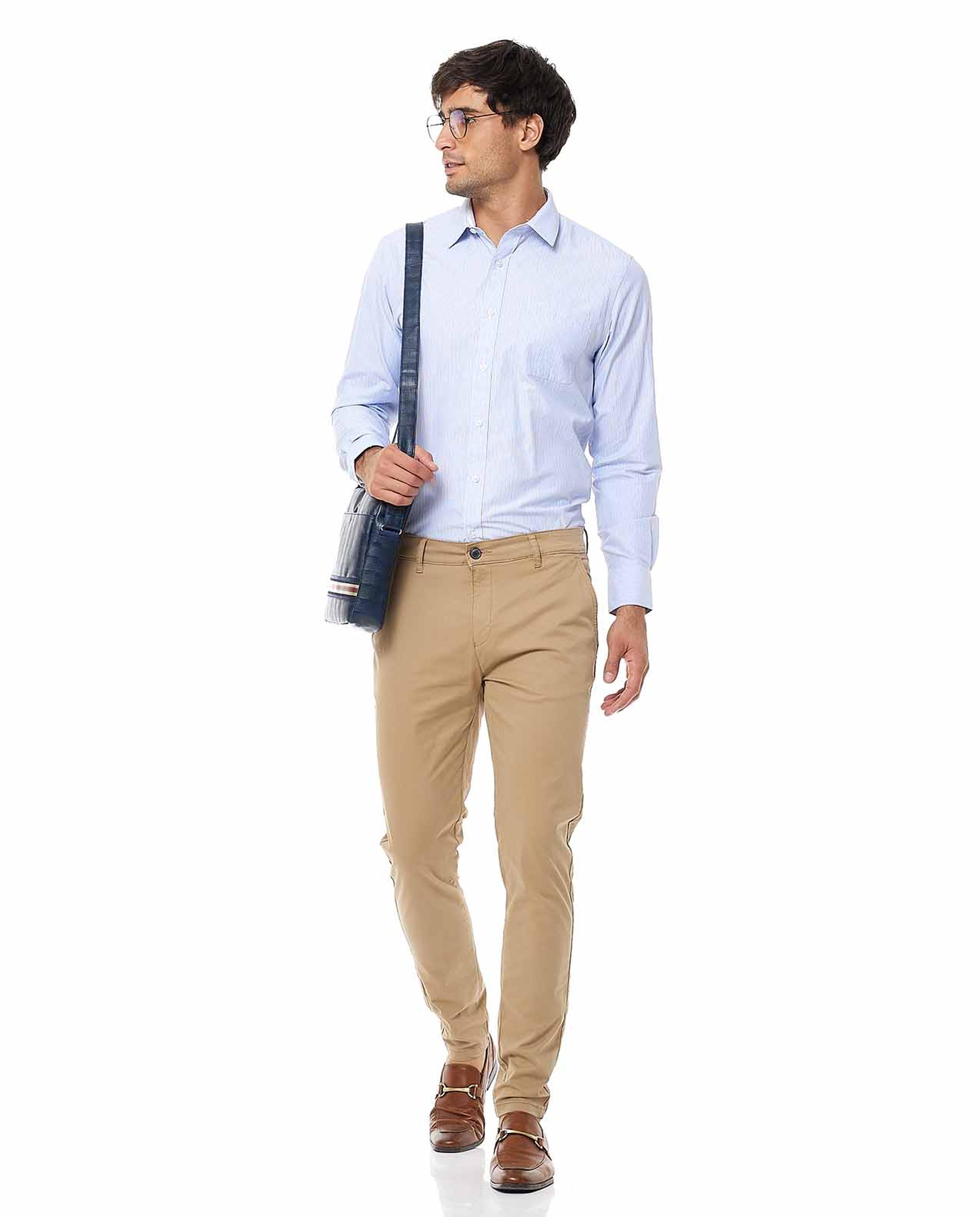 Striped Shirt with Classic Collar and Long Sleeves