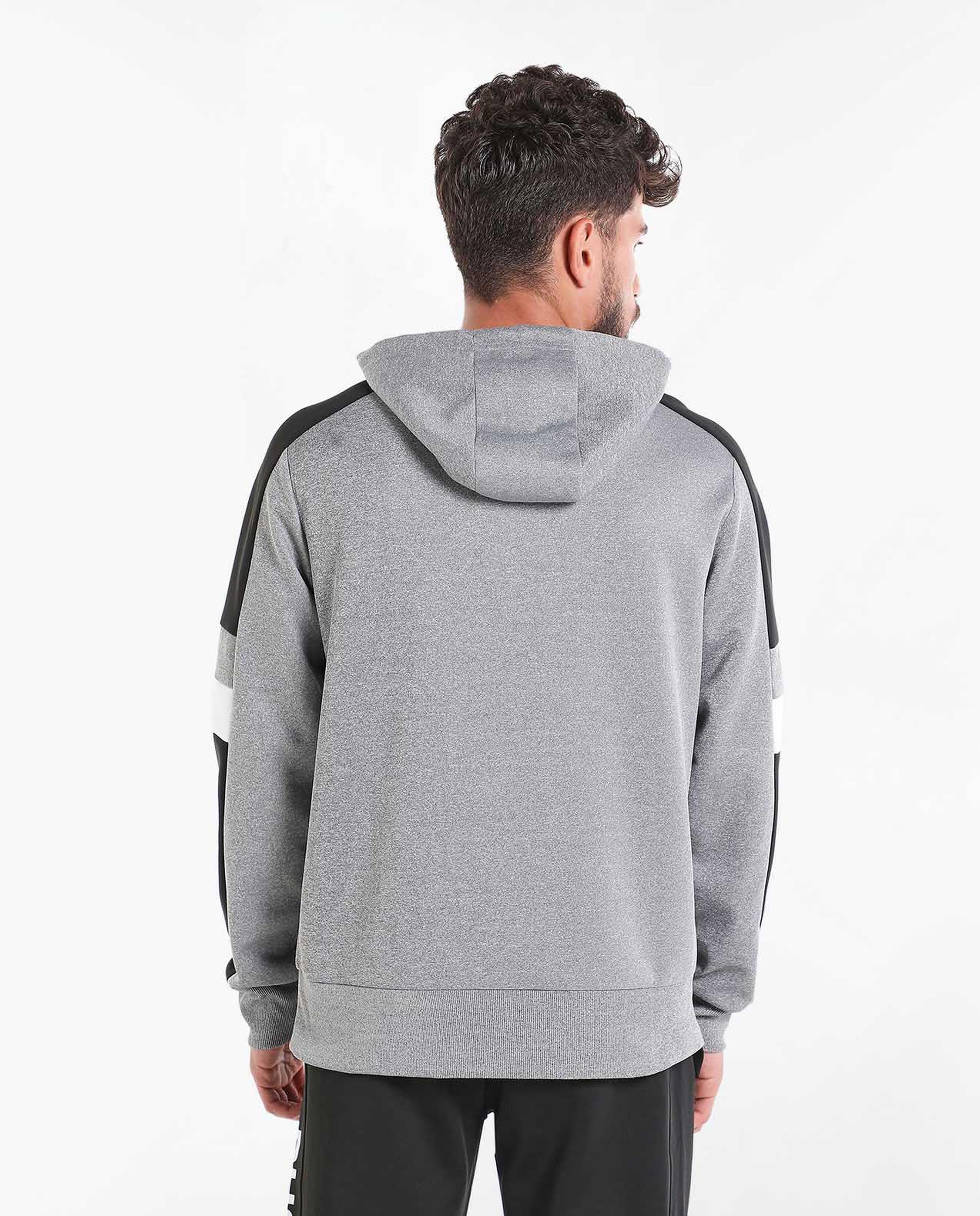 Side Striped Sweatshirt With Hooded Neck And Long Sleeves