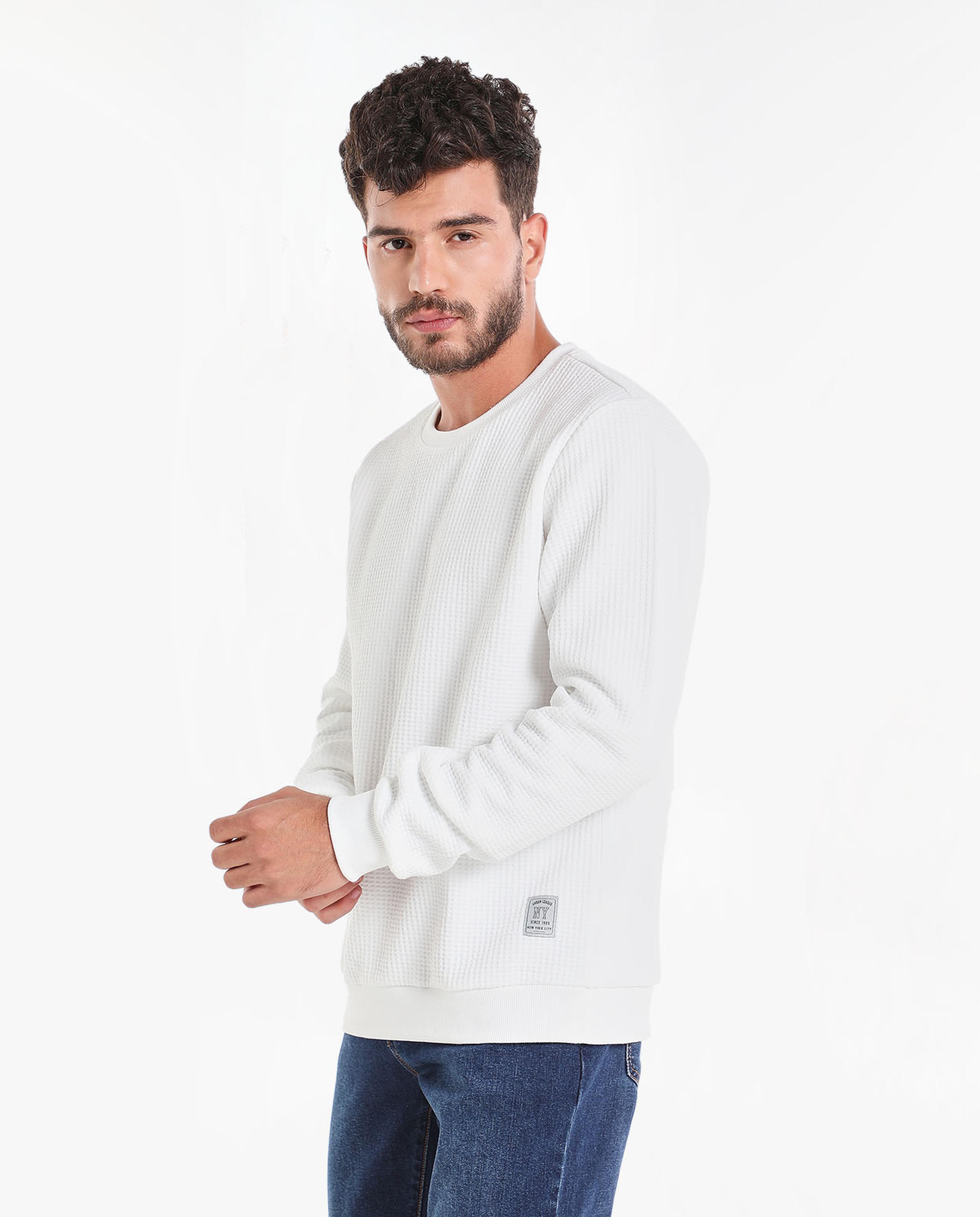 Solid Sweatshirt With Round Neck And Long Sleeves
