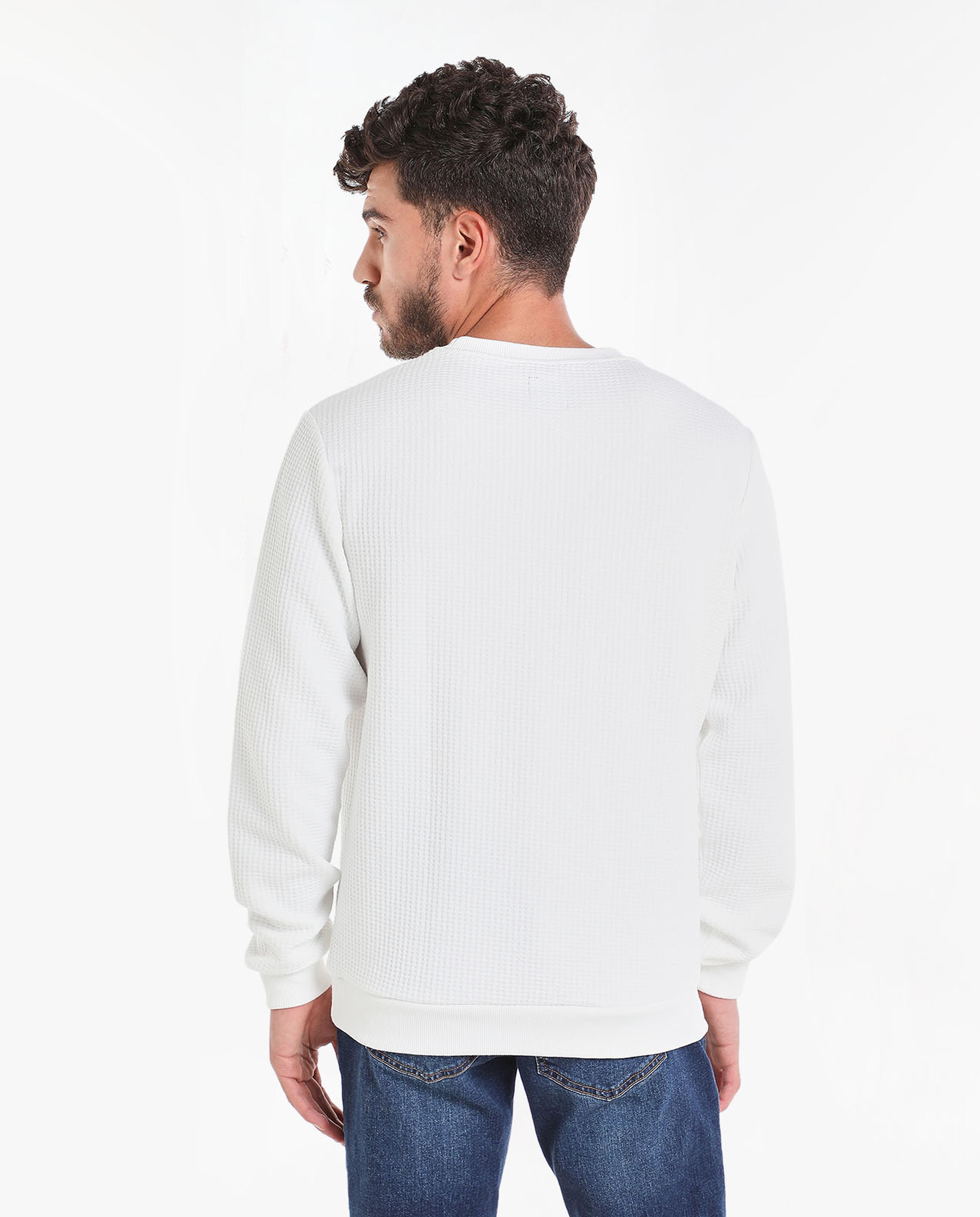Solid Sweatshirt With Round Neck And Long Sleeves