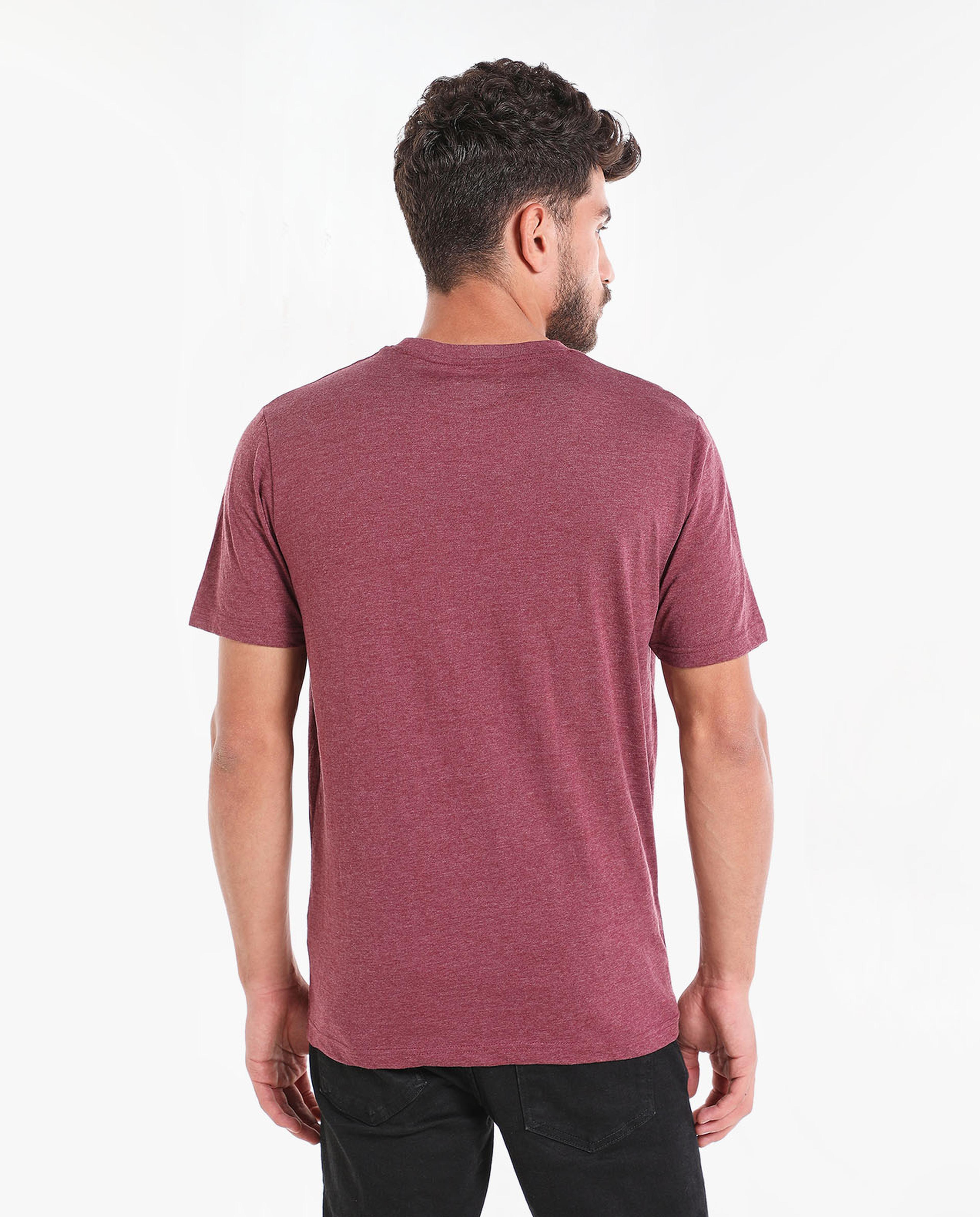 Typography Printed T-Shirt With Round Neck And Short Sleeves