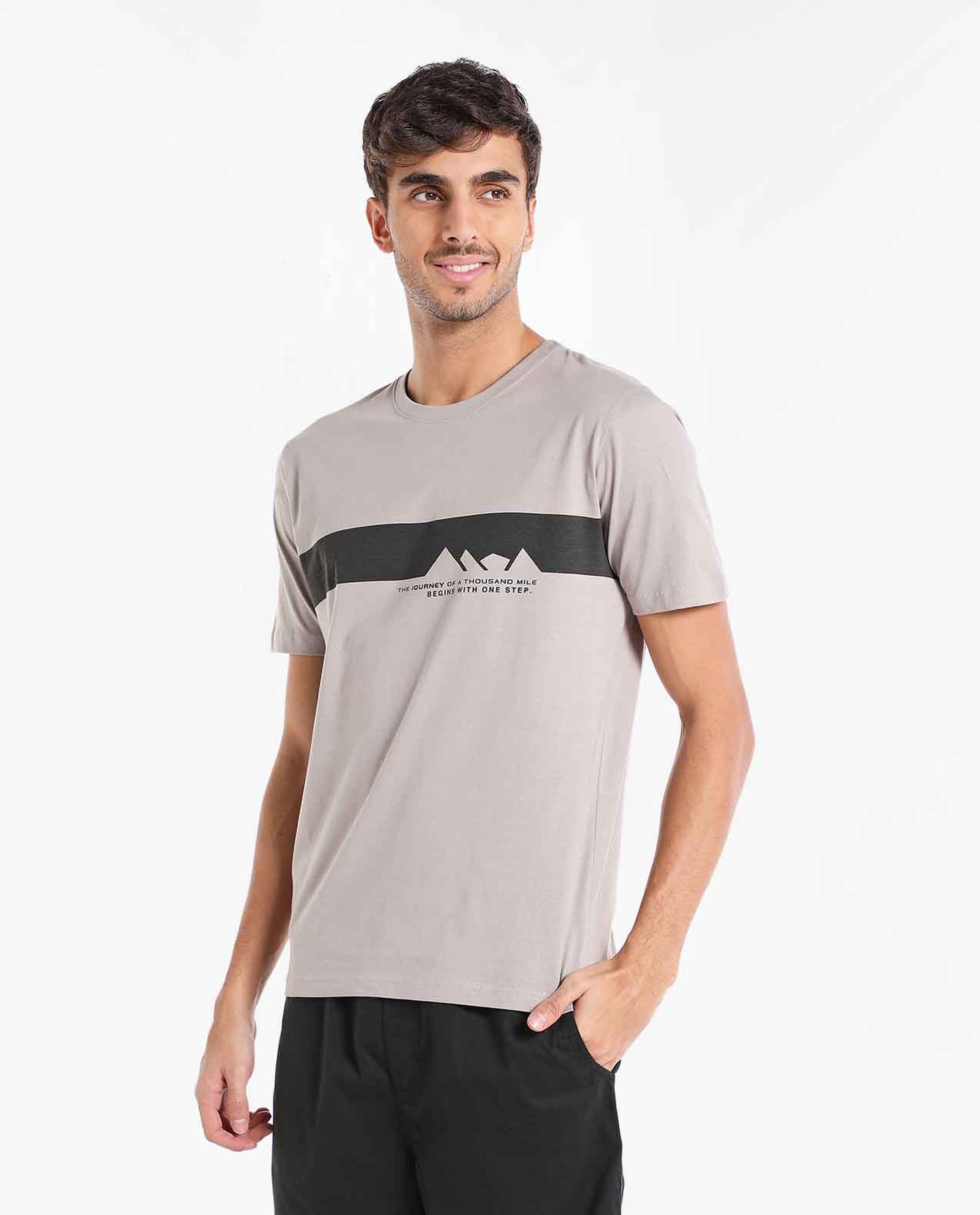 Striped T-Shirt with Round Neck and Short Sleeves