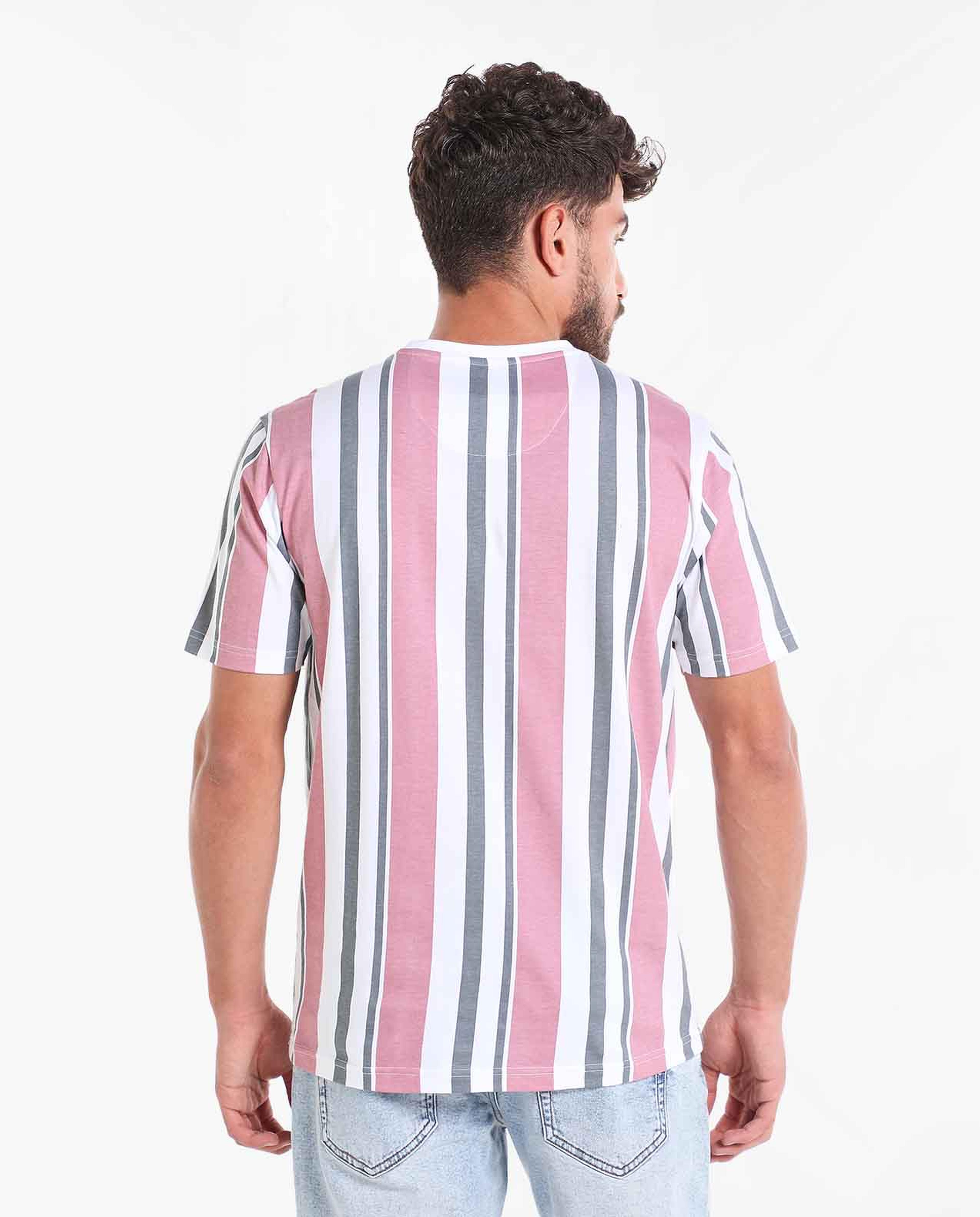 Striped T-Shirt with Round Neck & Short Sleeves