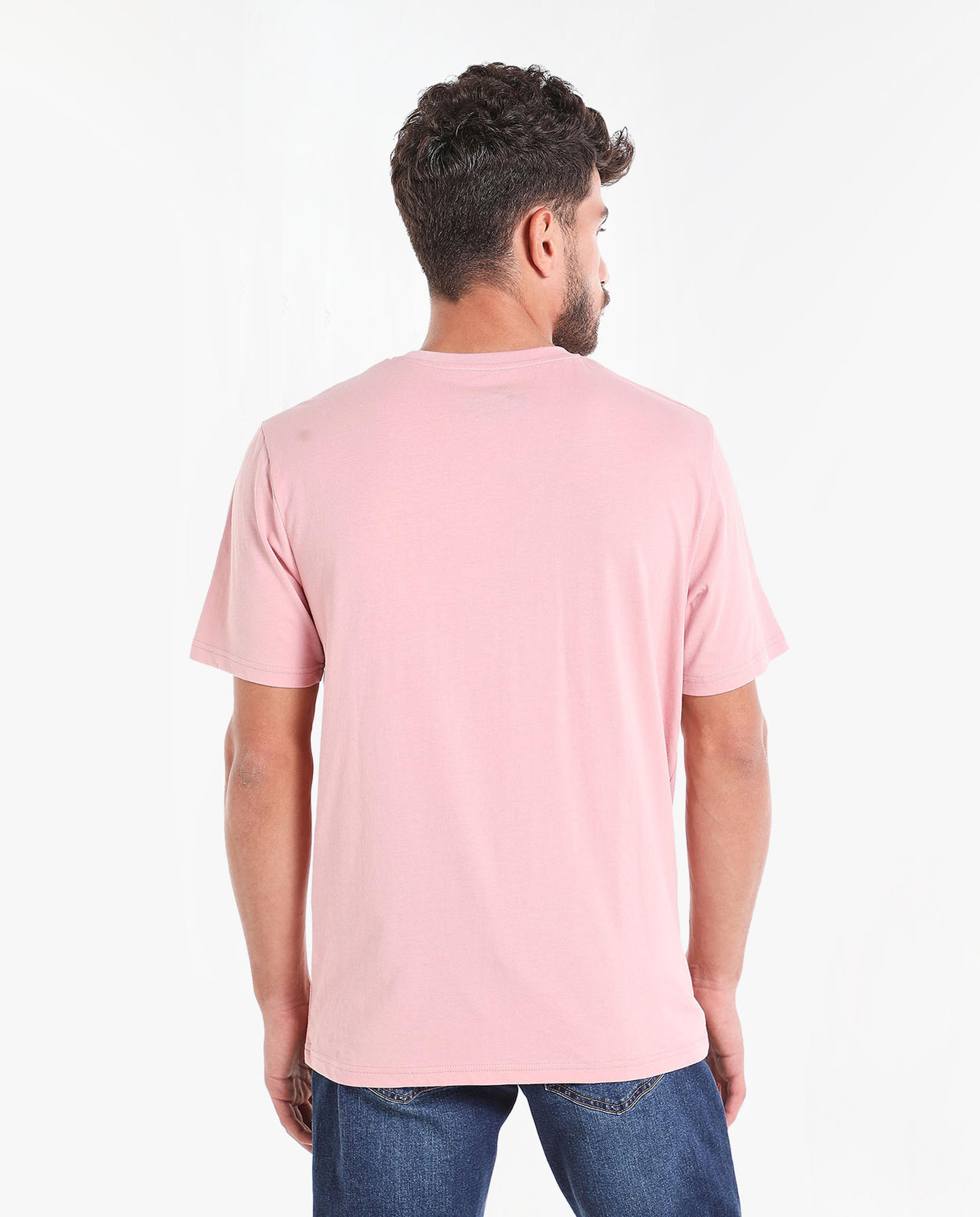 Typography Printed T-Shirt With Round Neck And Short Sleeves