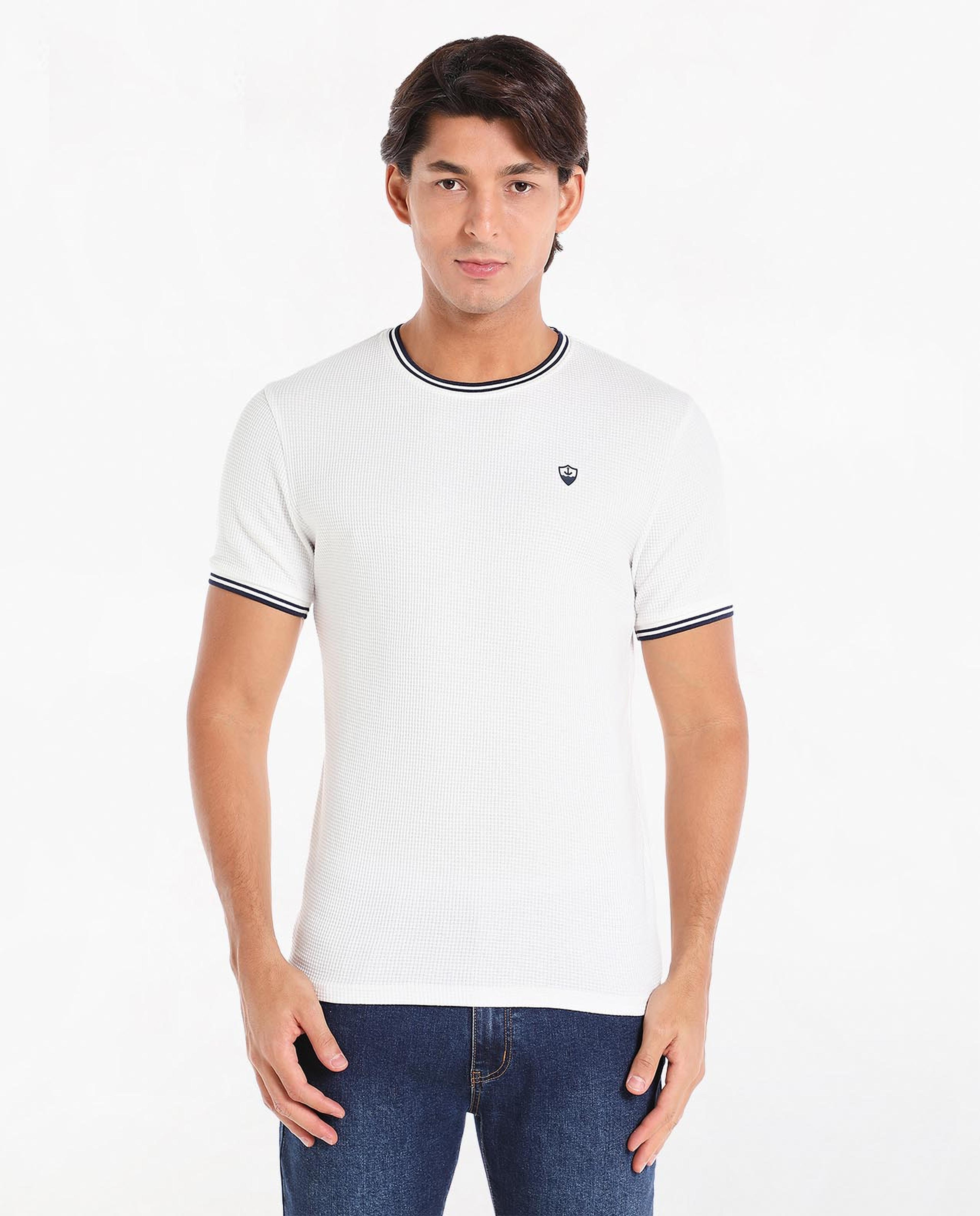 Solid T-Shirt with Polo Collar and Short Sleeves