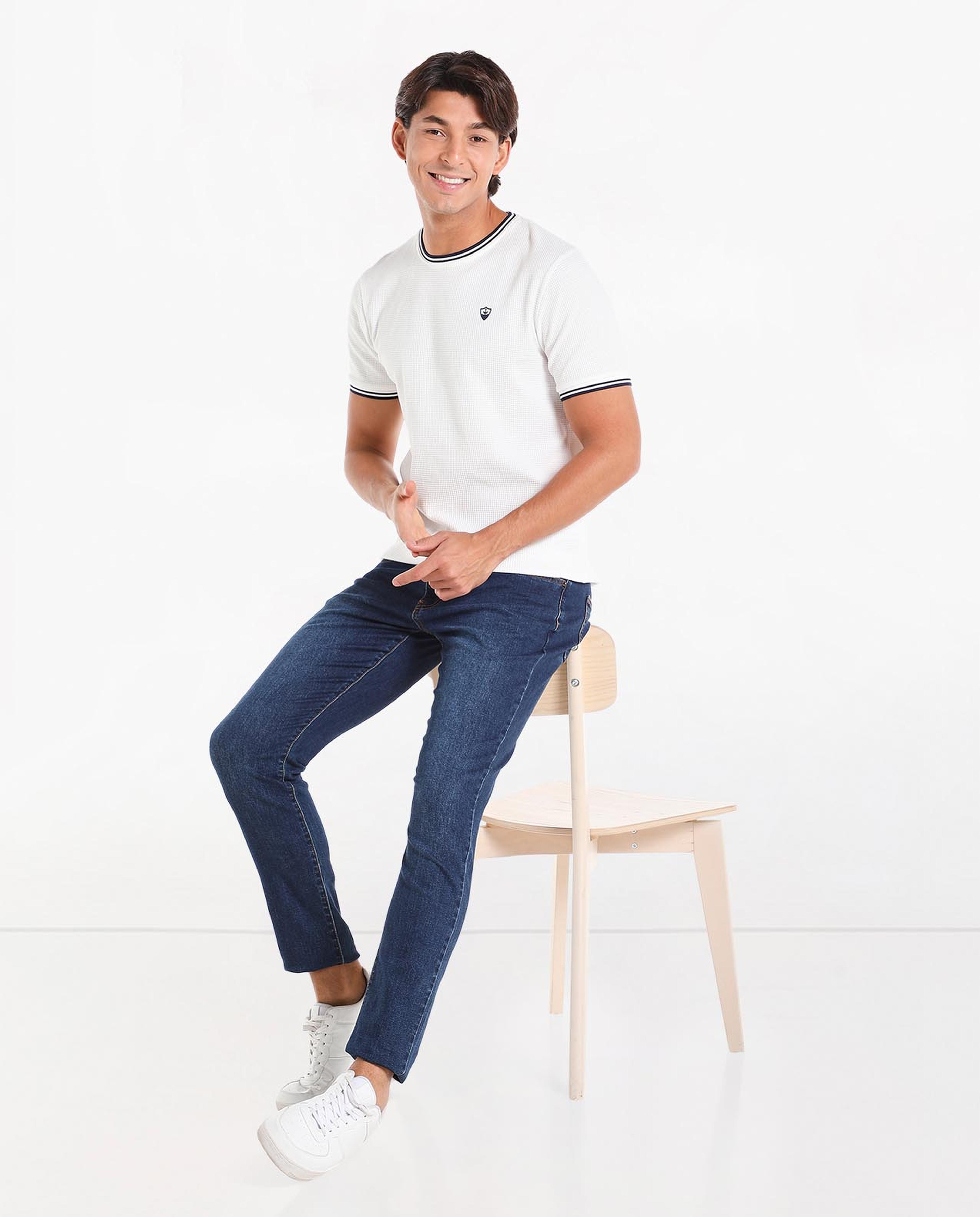Solid T-Shirt with Polo Collar and Short Sleeves