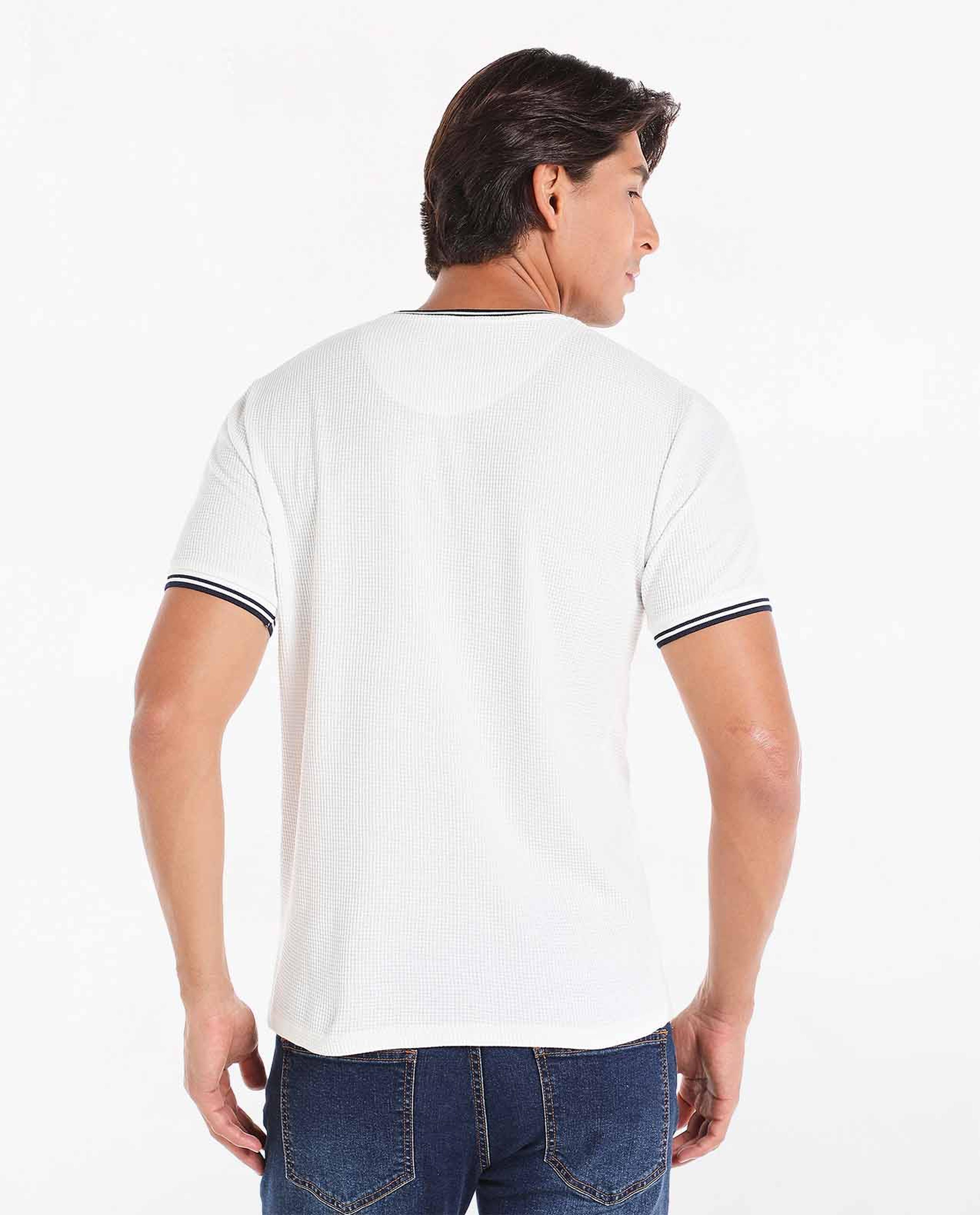 Solid T-Shirt with Polo Collar and Short Sleeves