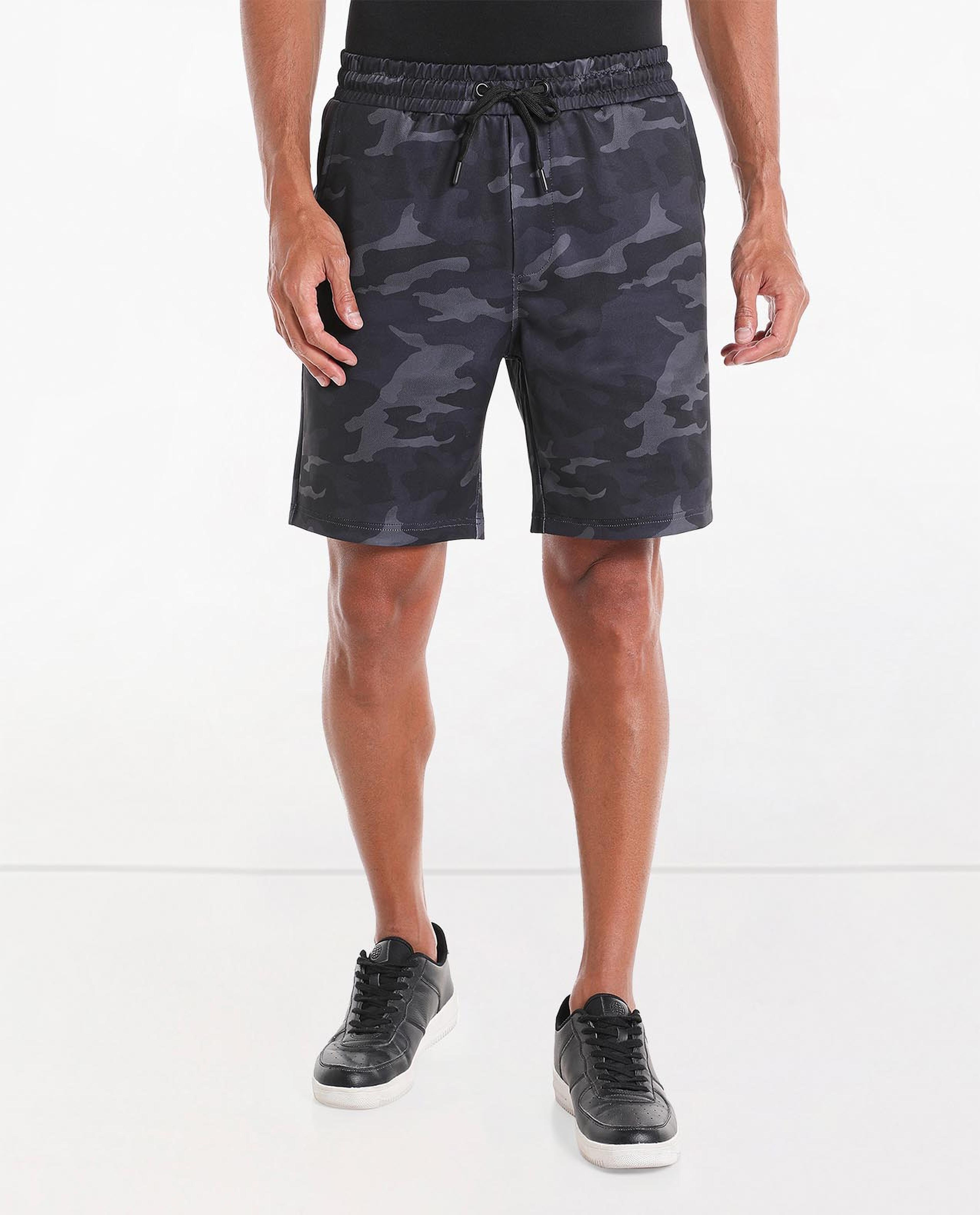 Camouflage Sports Shorts With Elasticated Drawstring Waist