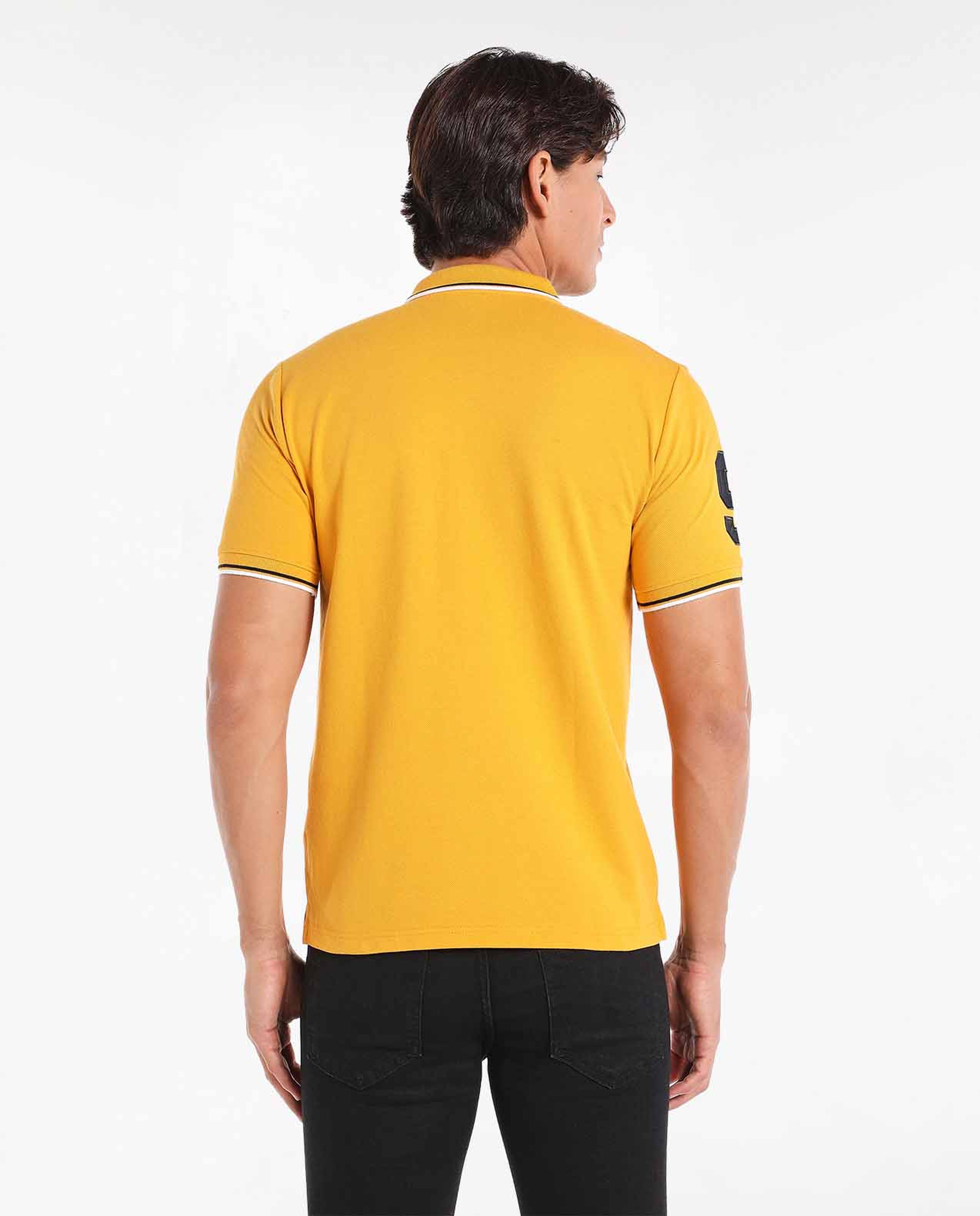 Solid T-Shirt with Polo Collar and Short Sleeves
