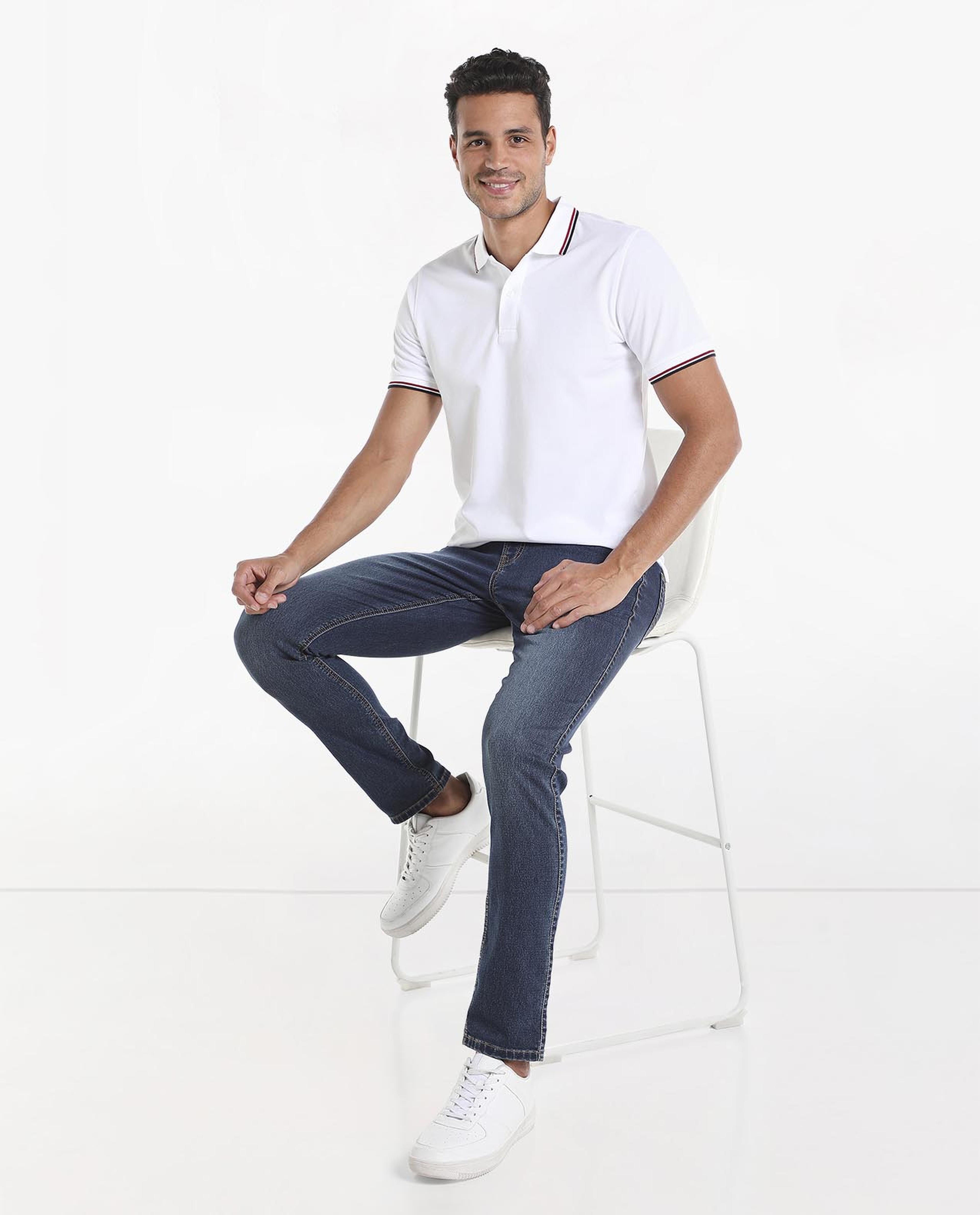 Solid T-Shirt with Polo Collar and Short Sleeves