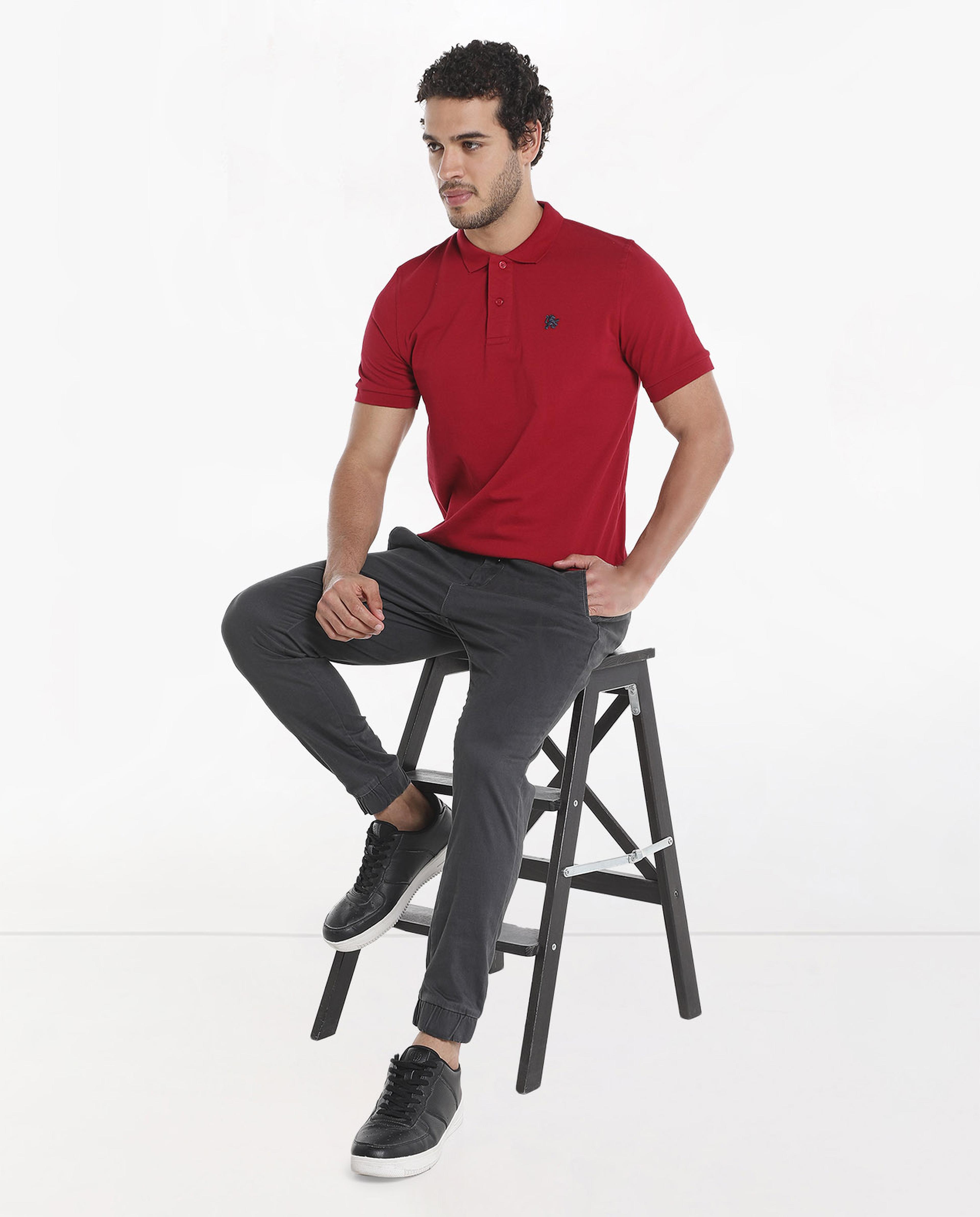 Solid Jogger Trousers with Drawstring Closure