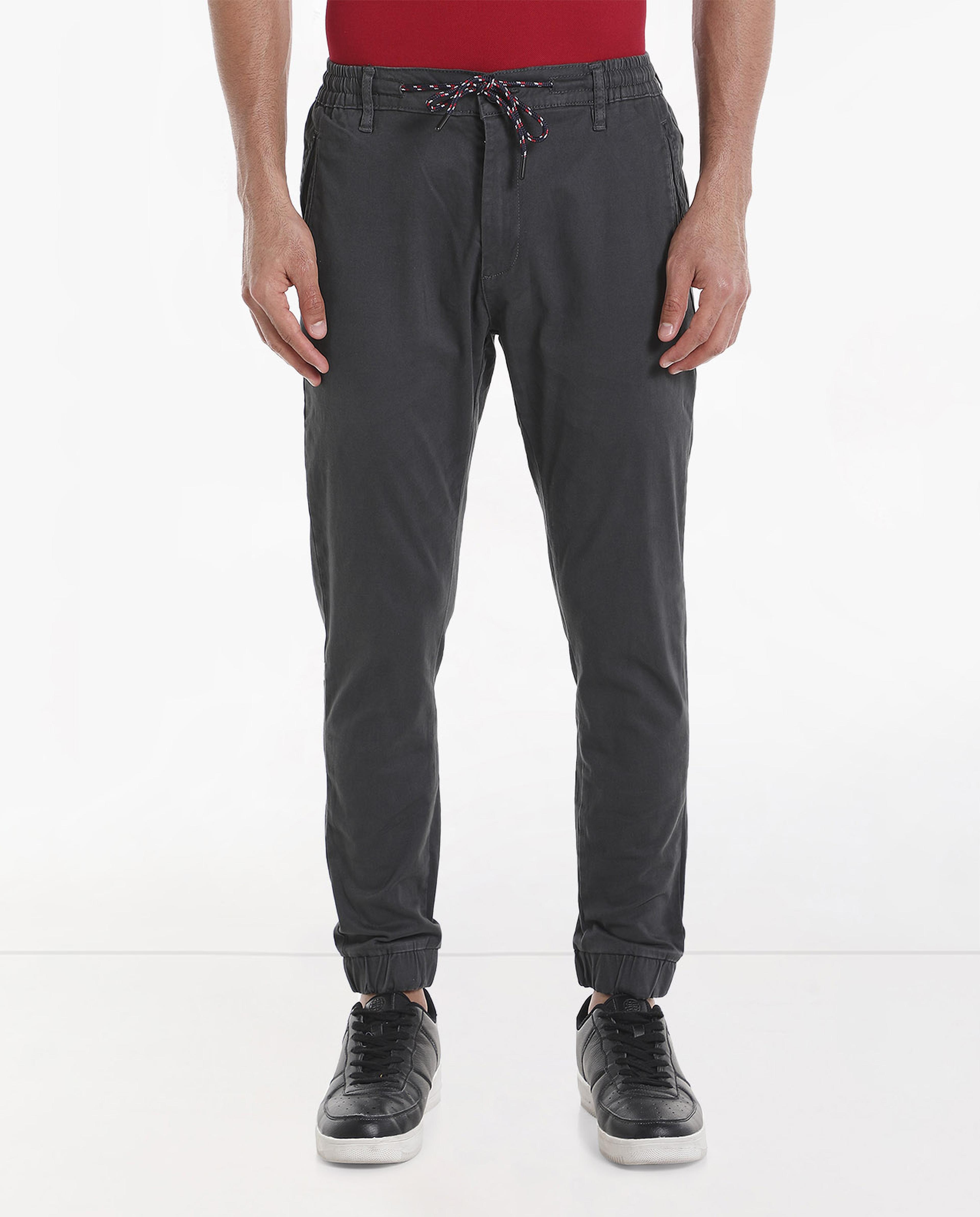 Solid Jogger Trousers with Drawstring Closure