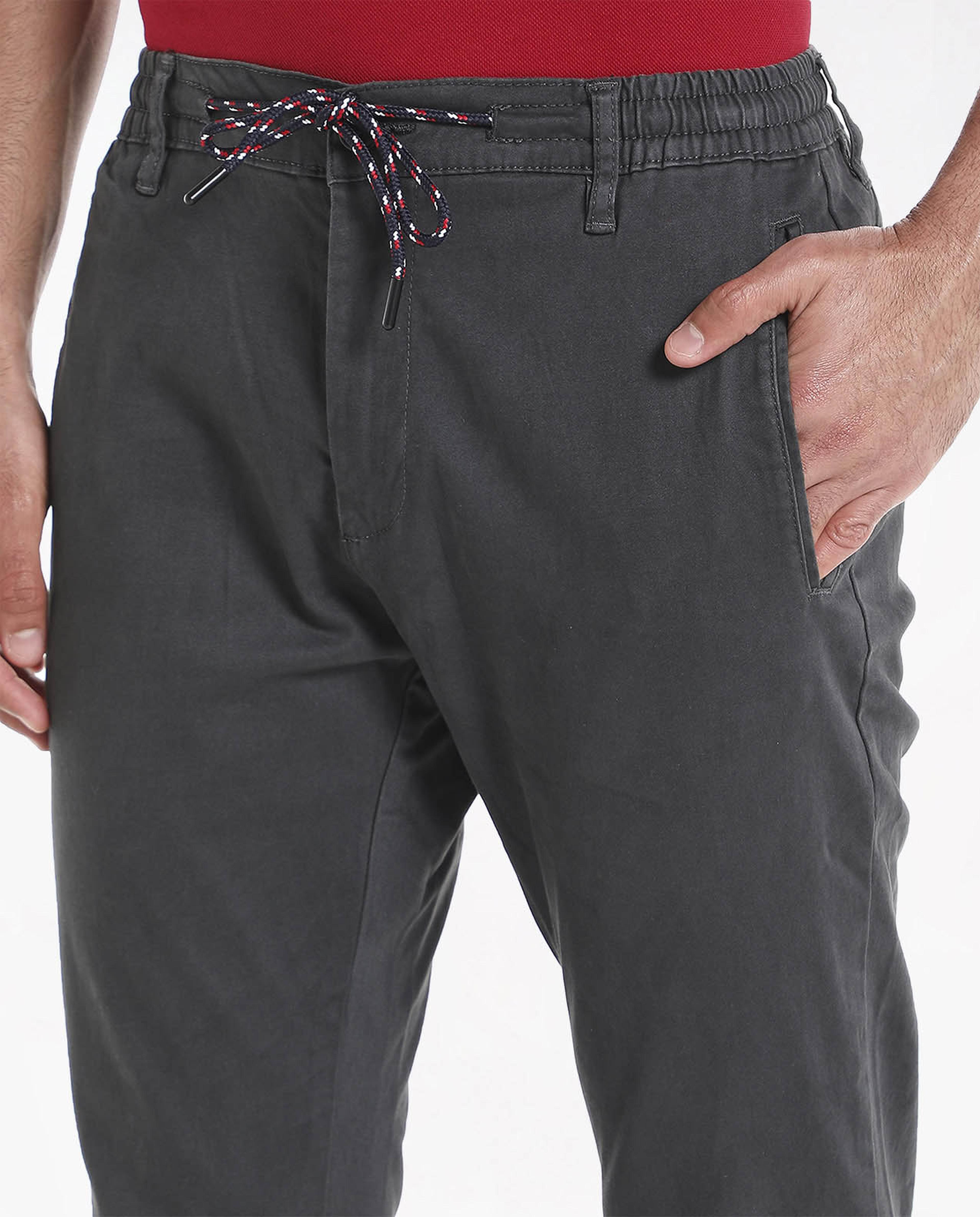 Solid Jogger Trousers with Drawstring Closure