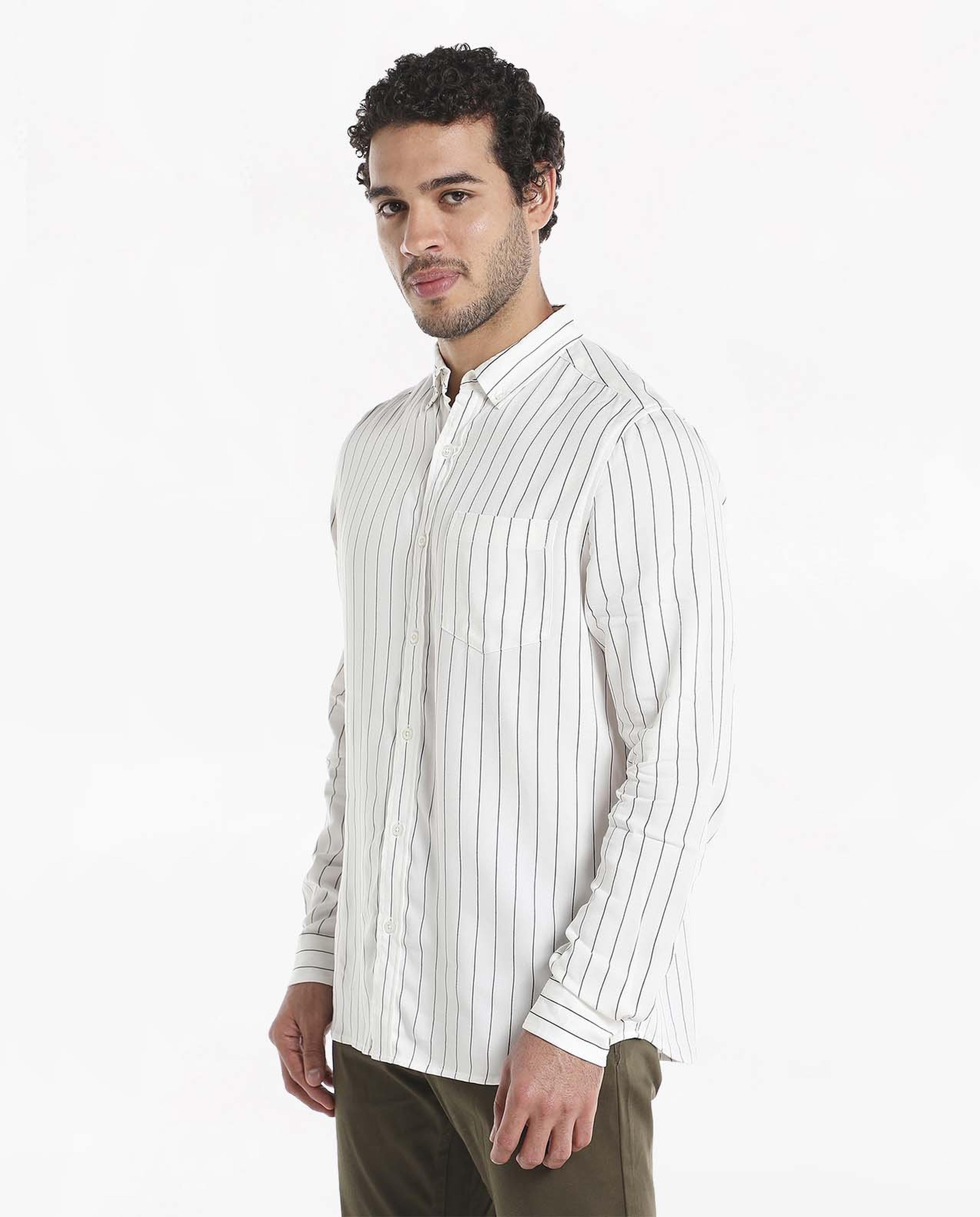 Striped Casual Shirt with Button Down Collar