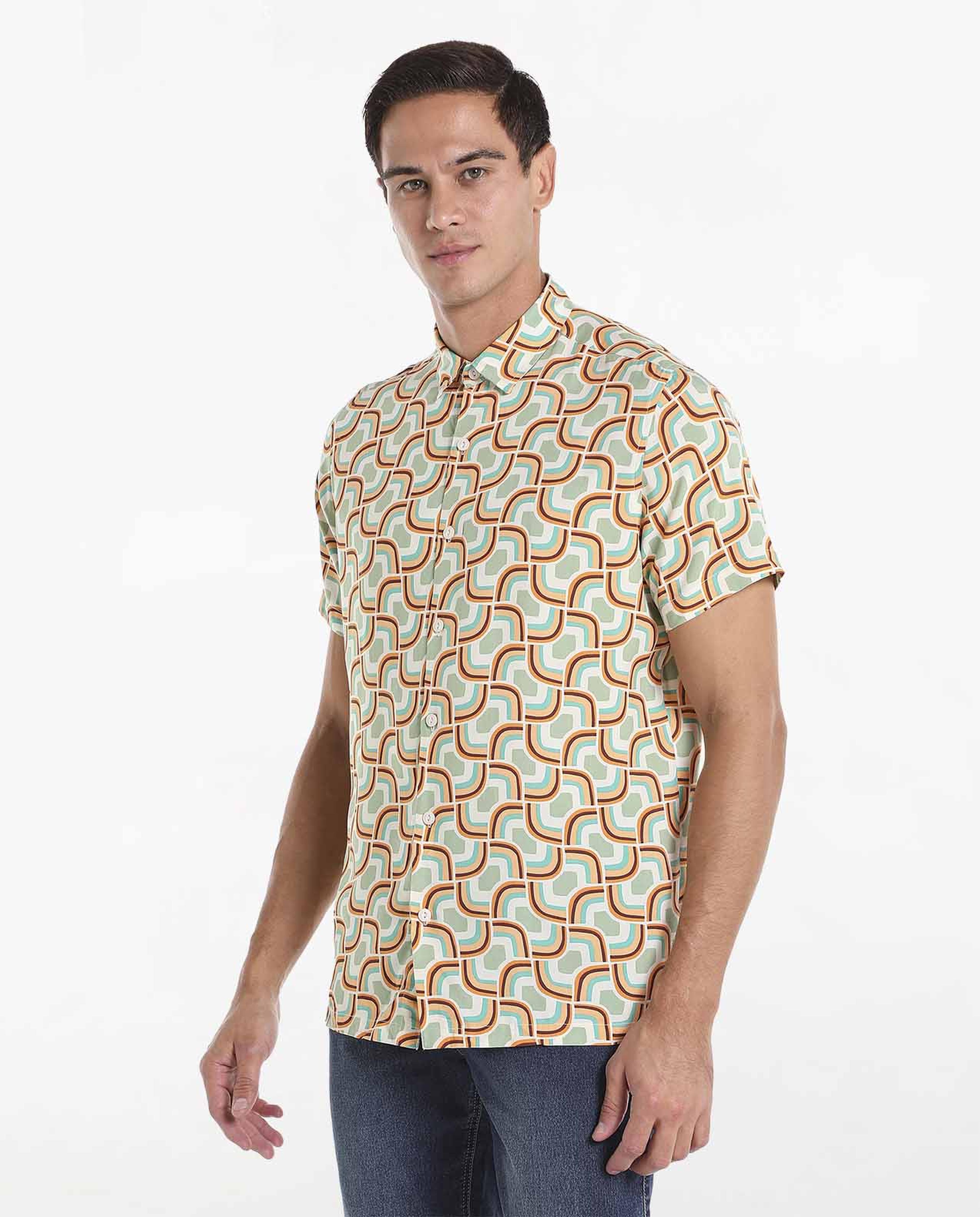 Printed Casual Shirt with Short Sleeves