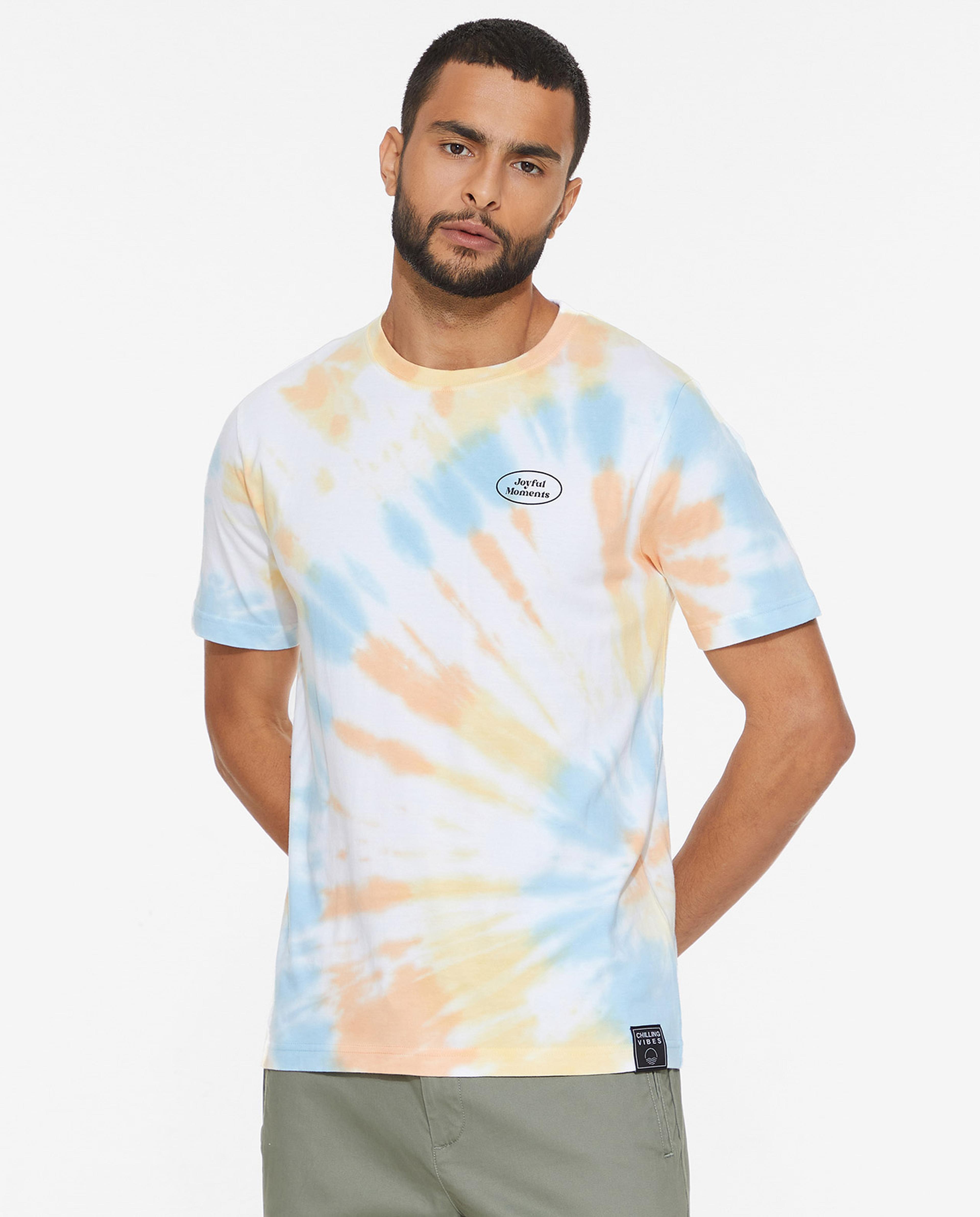 Tie and Dye T-Shirt with Crew Neck and Short Sleeves