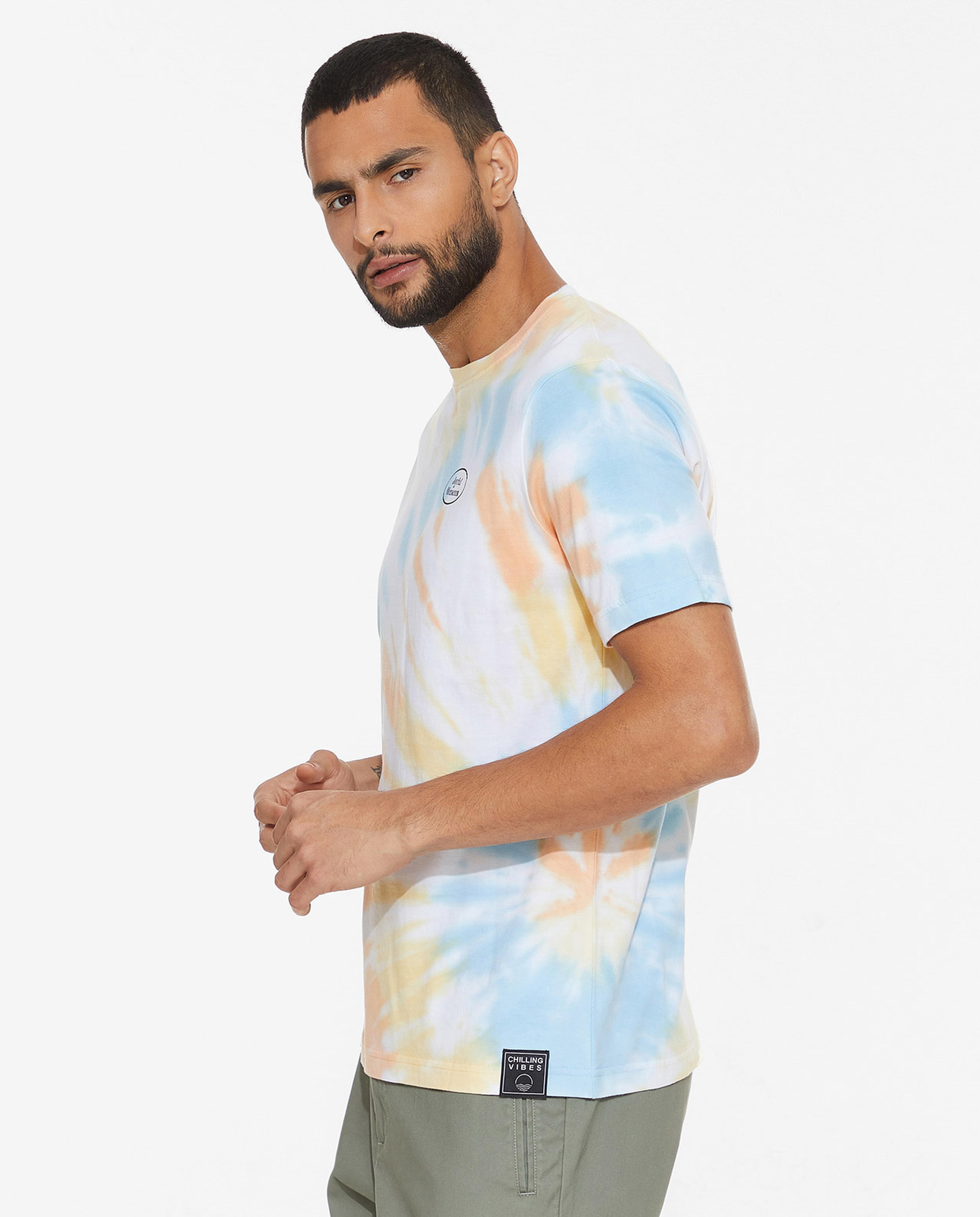 Tie and Dye T-Shirt with Crew Neck and Short Sleeves