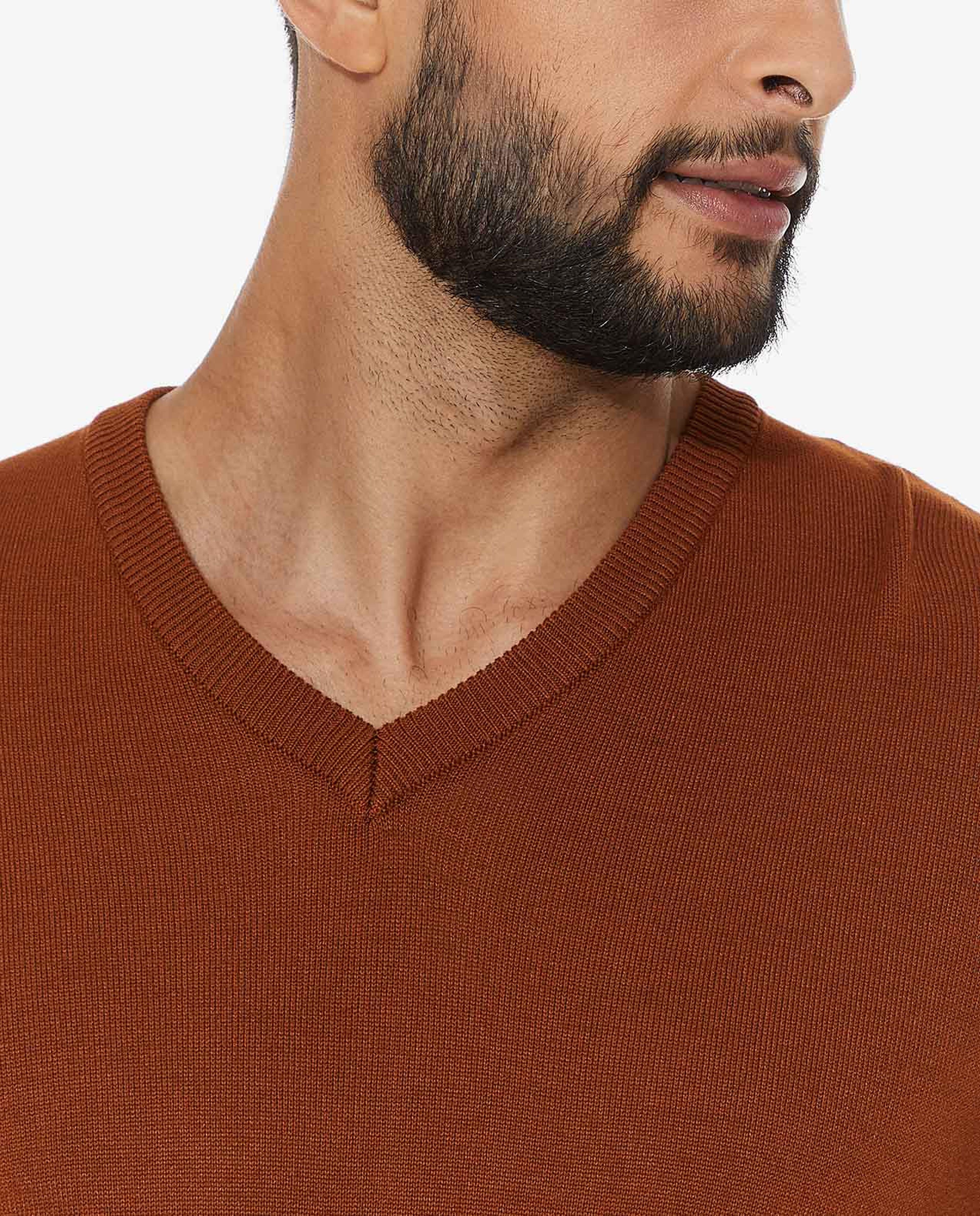 Solid Sweater with V-Neck and Long Sleeves
