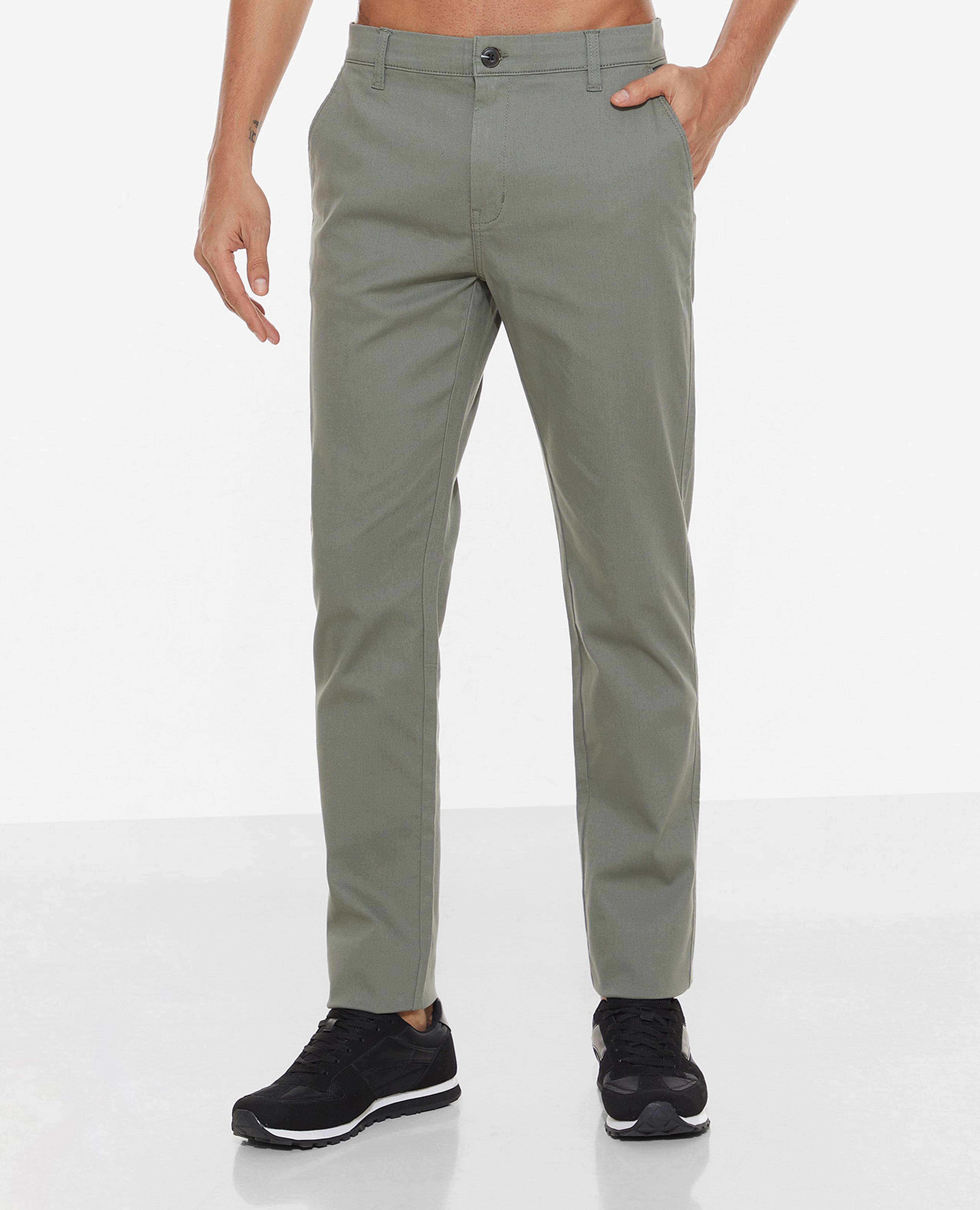 Solid Trousers with Button Closure