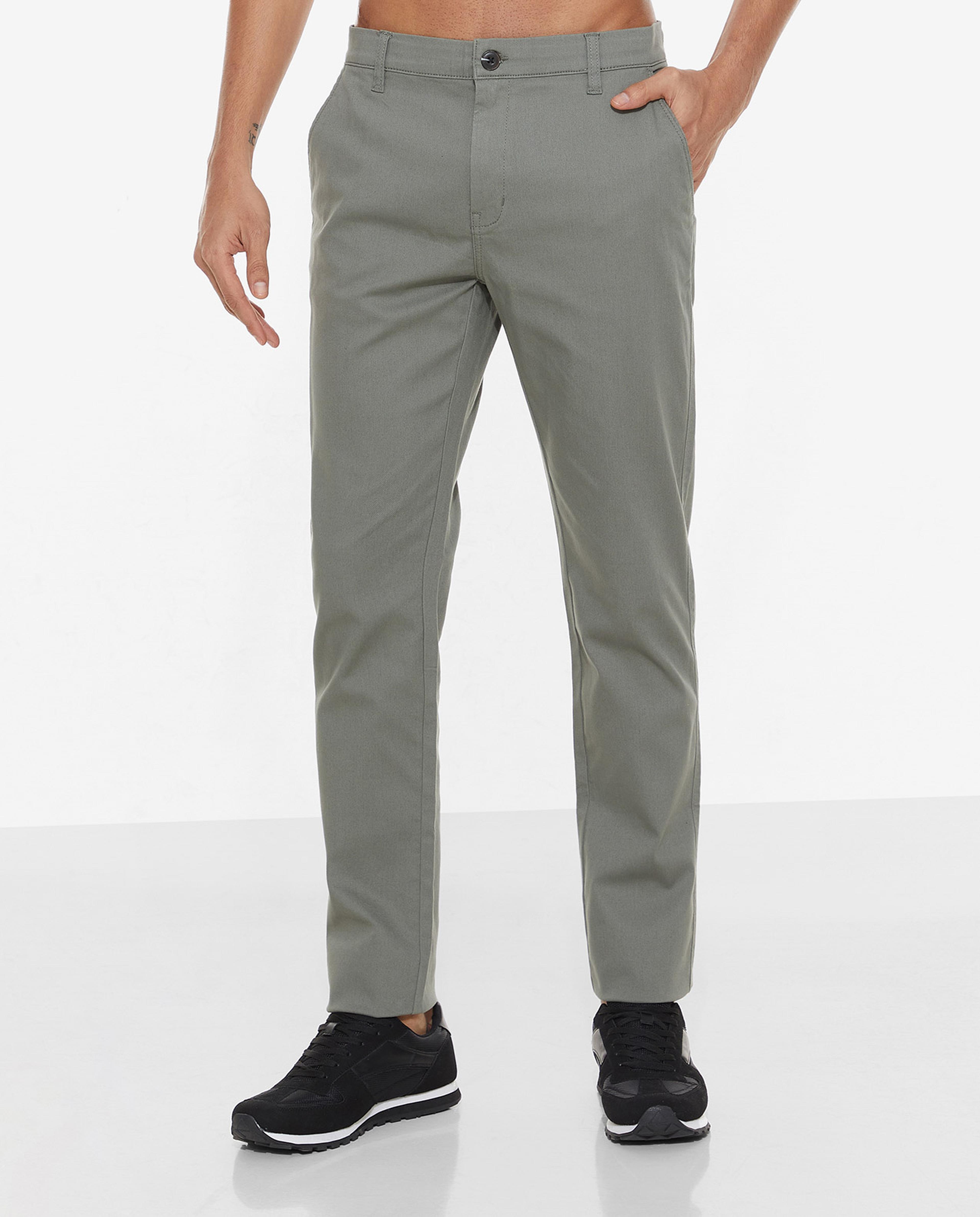 Solid Trousers with Button Closure