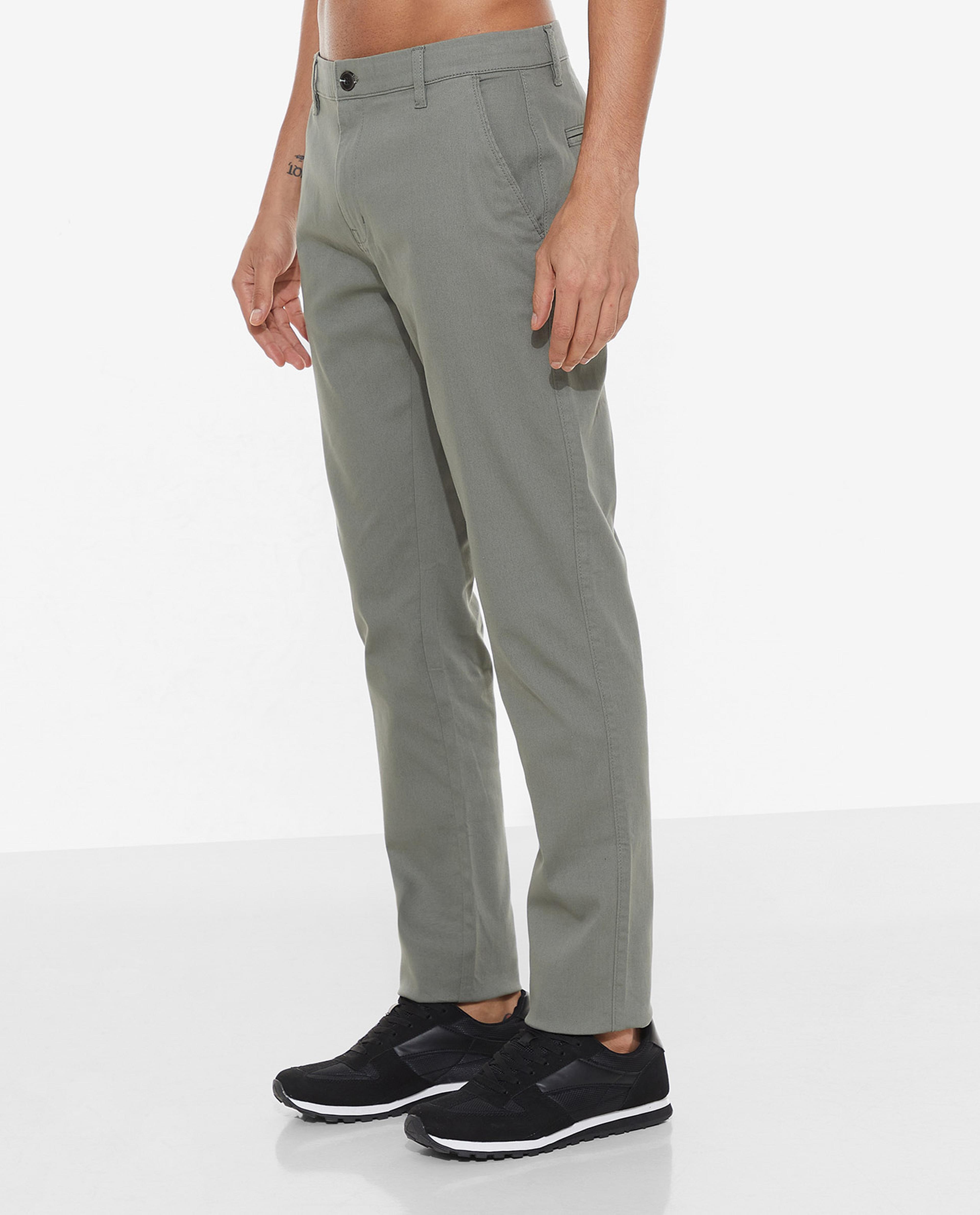 Solid Trousers with Button Closure