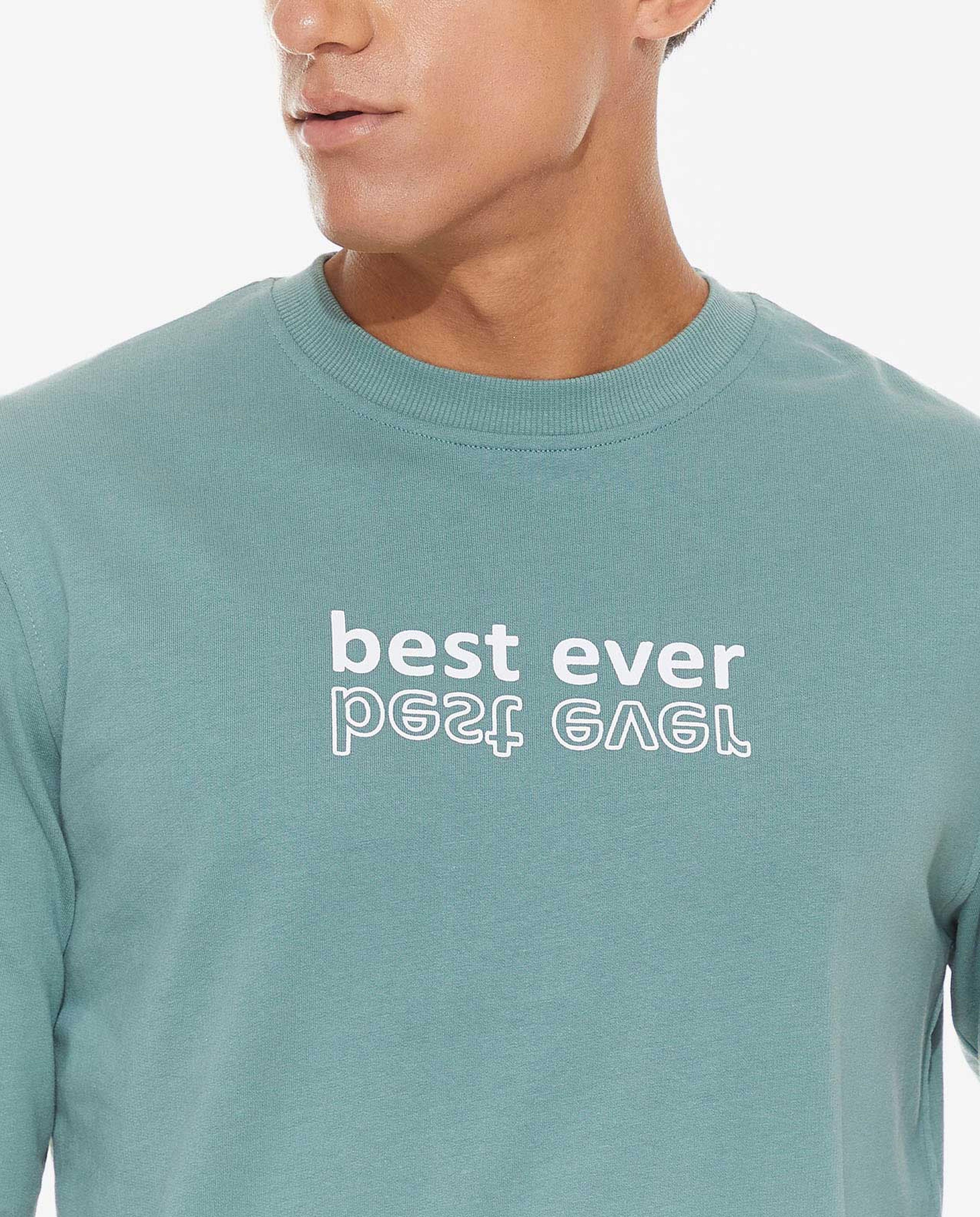 Typography Printed Sweatshirt with Crew Neck and Long sleeves