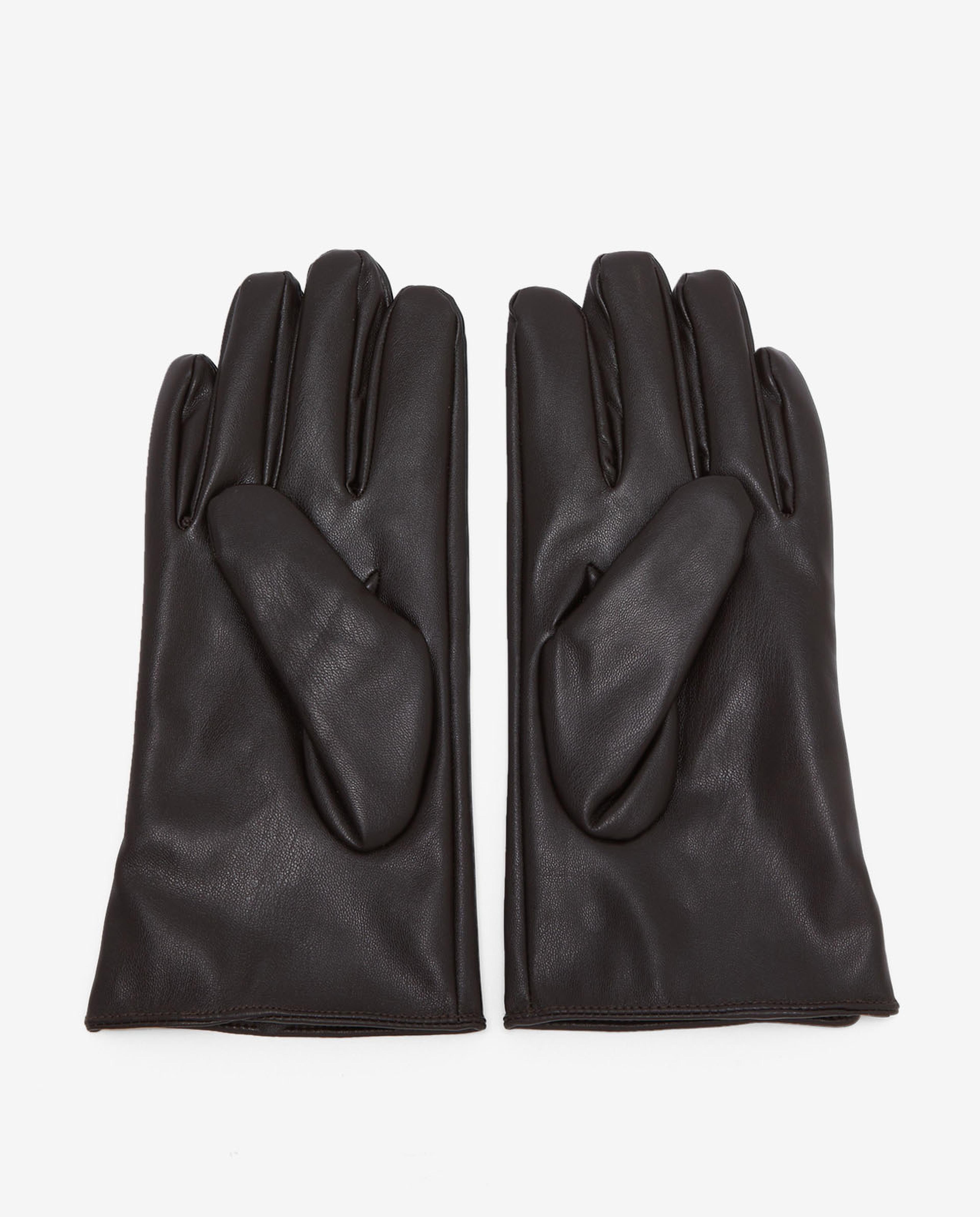 Solid PU Leather Gloves