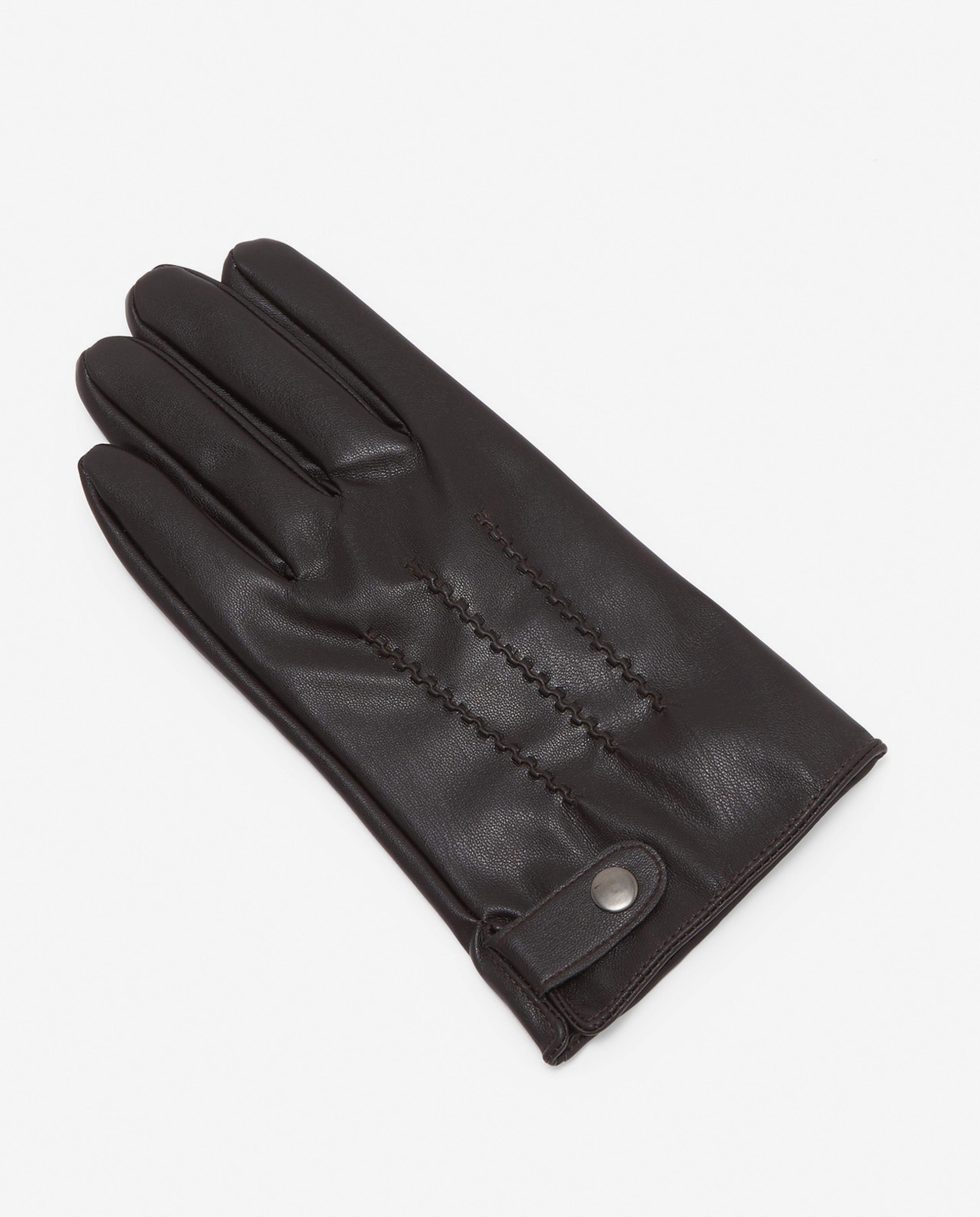 Solid PU Leather Gloves