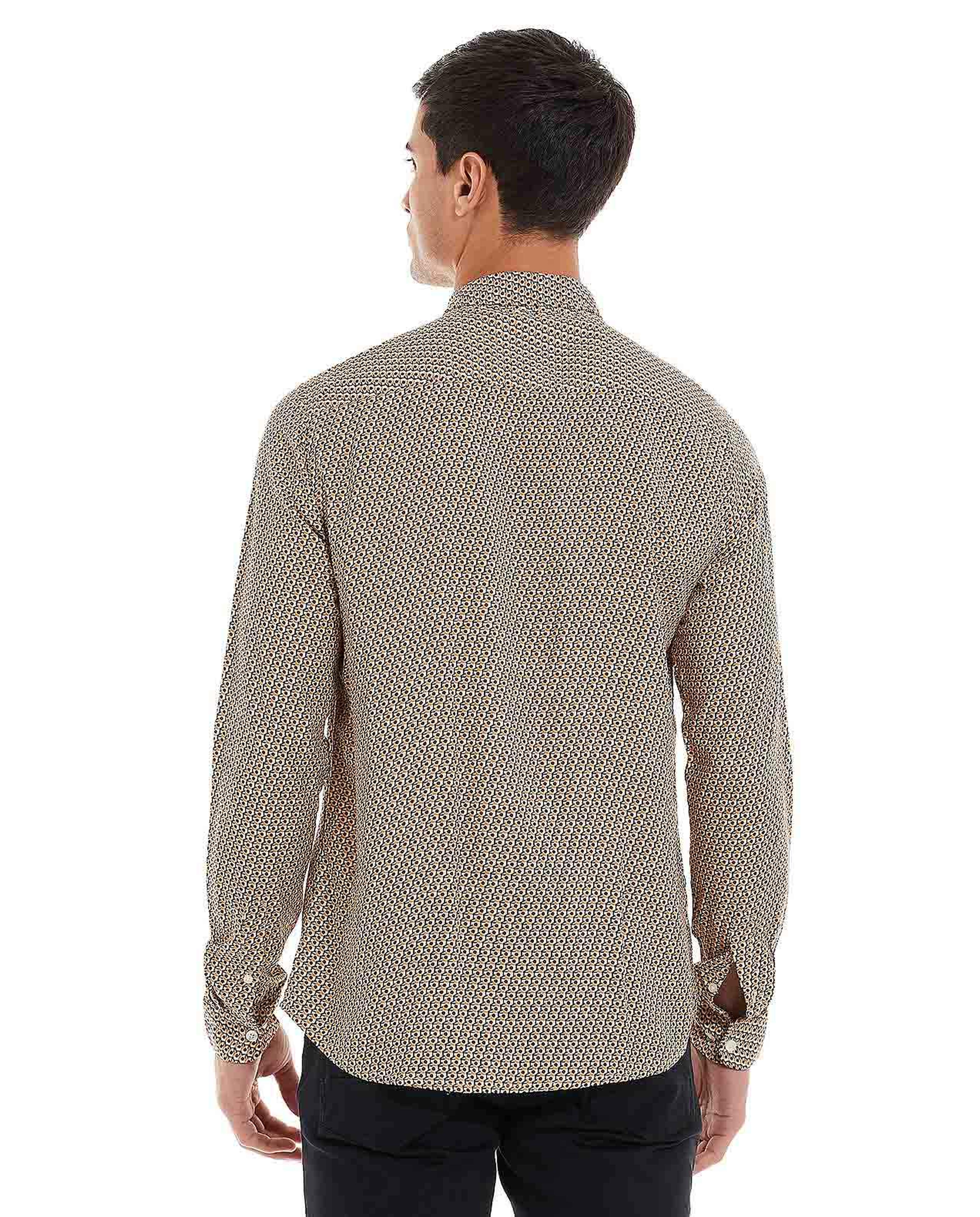 Printed Shirt with Classic Collar and Long Sleeves