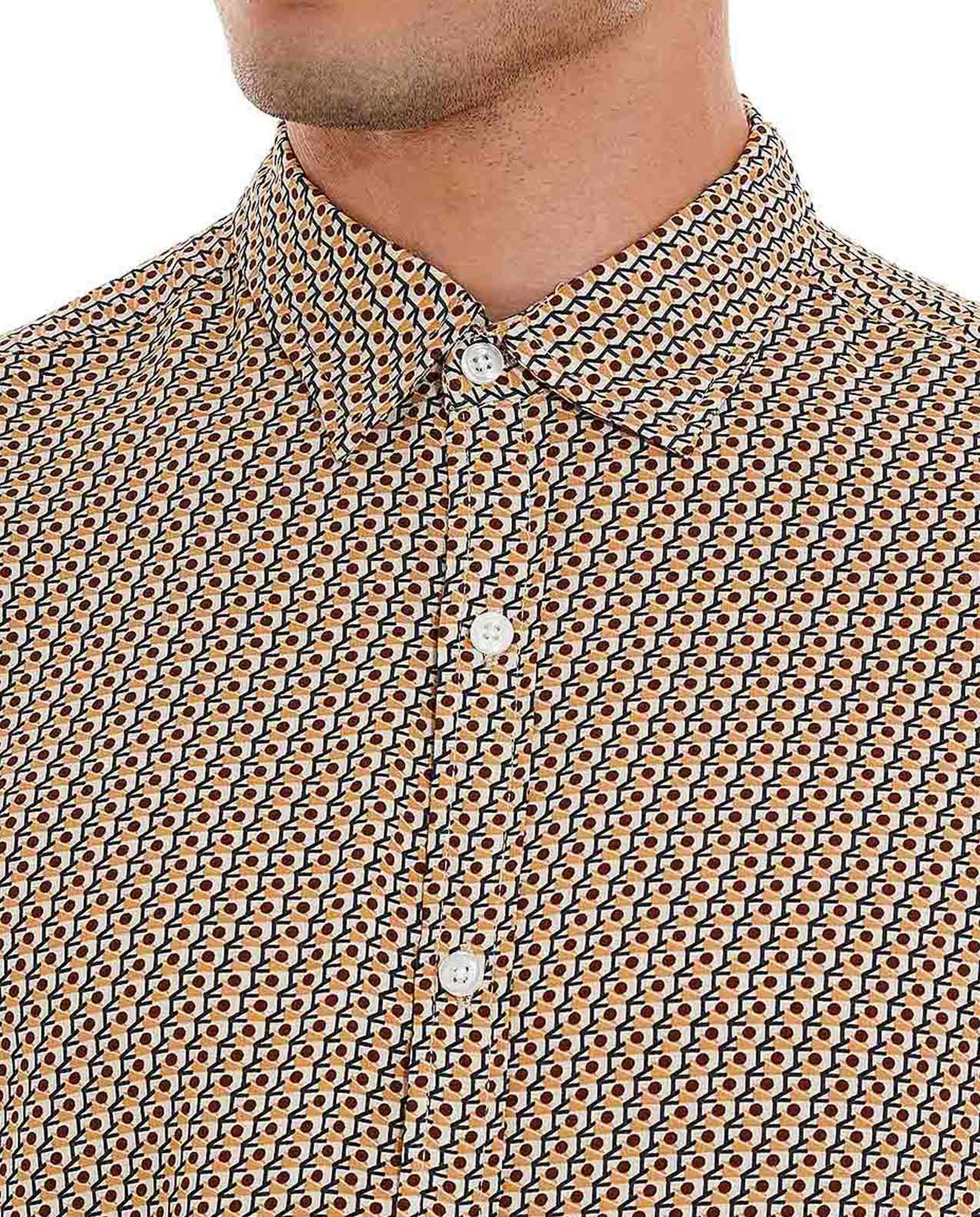 Printed Shirt with Classic Collar and Long Sleeves