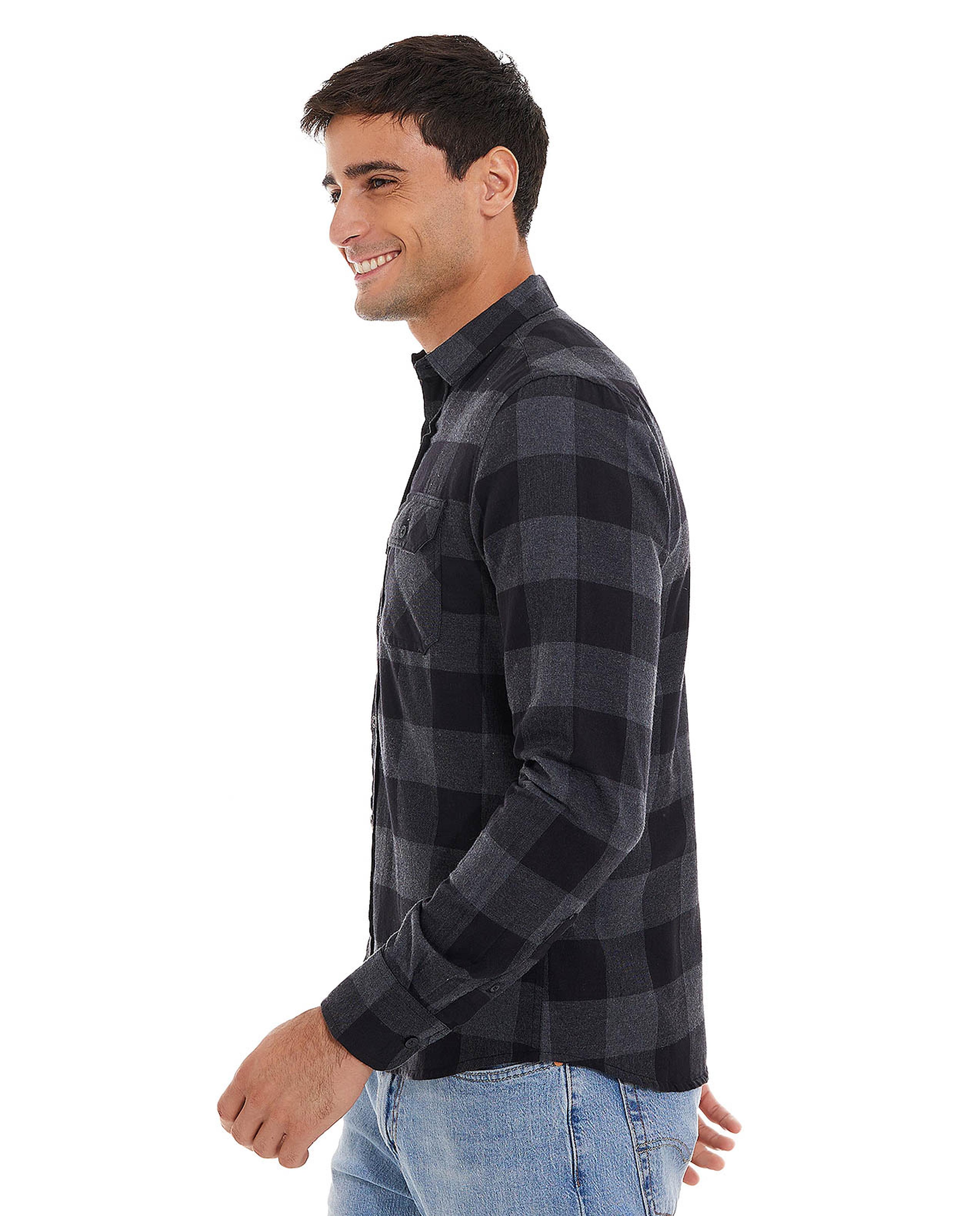 Checkered Shirt with Classic Collar and Long Sleeves