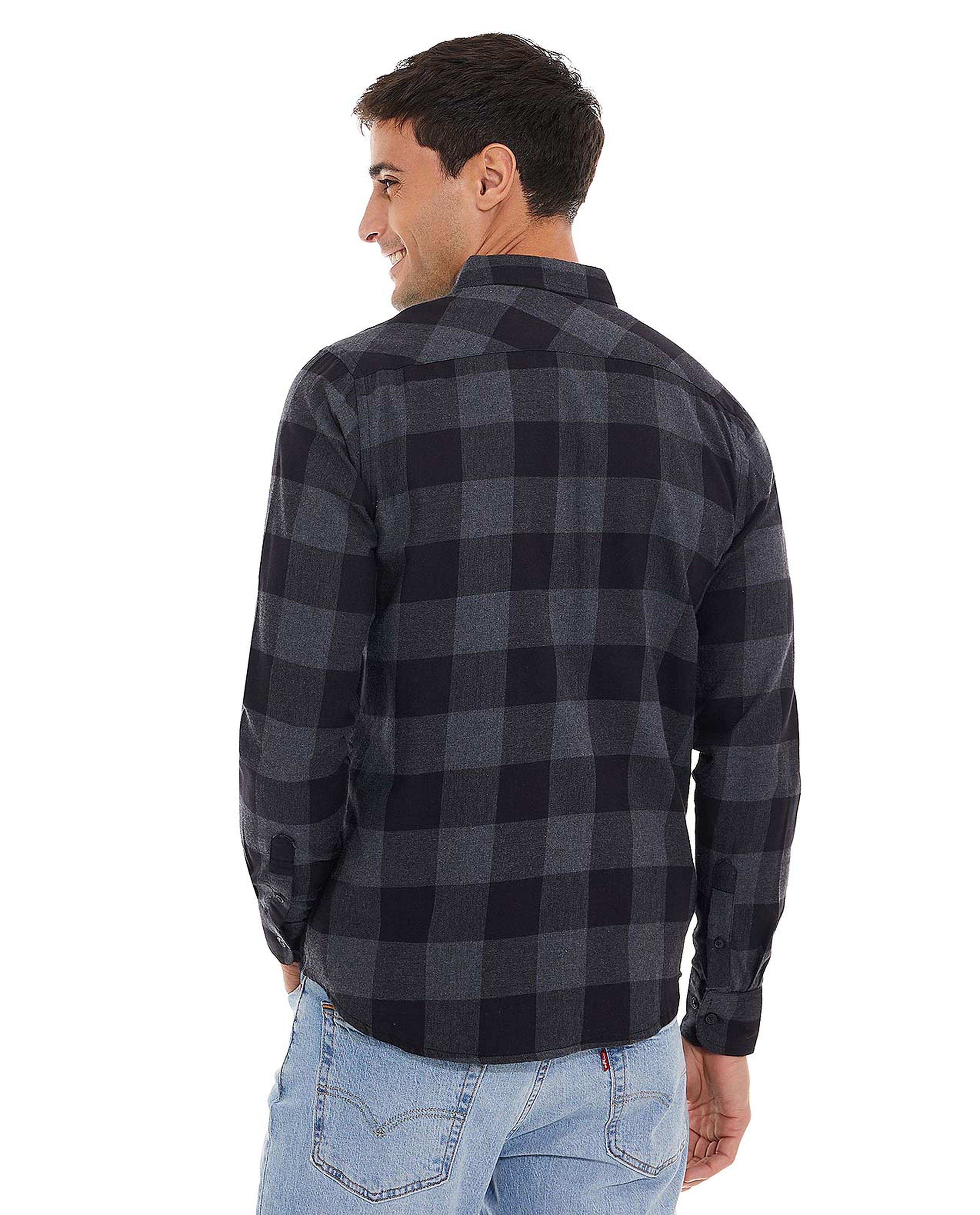 Checkered Shirt with Classic Collar and Long Sleeves