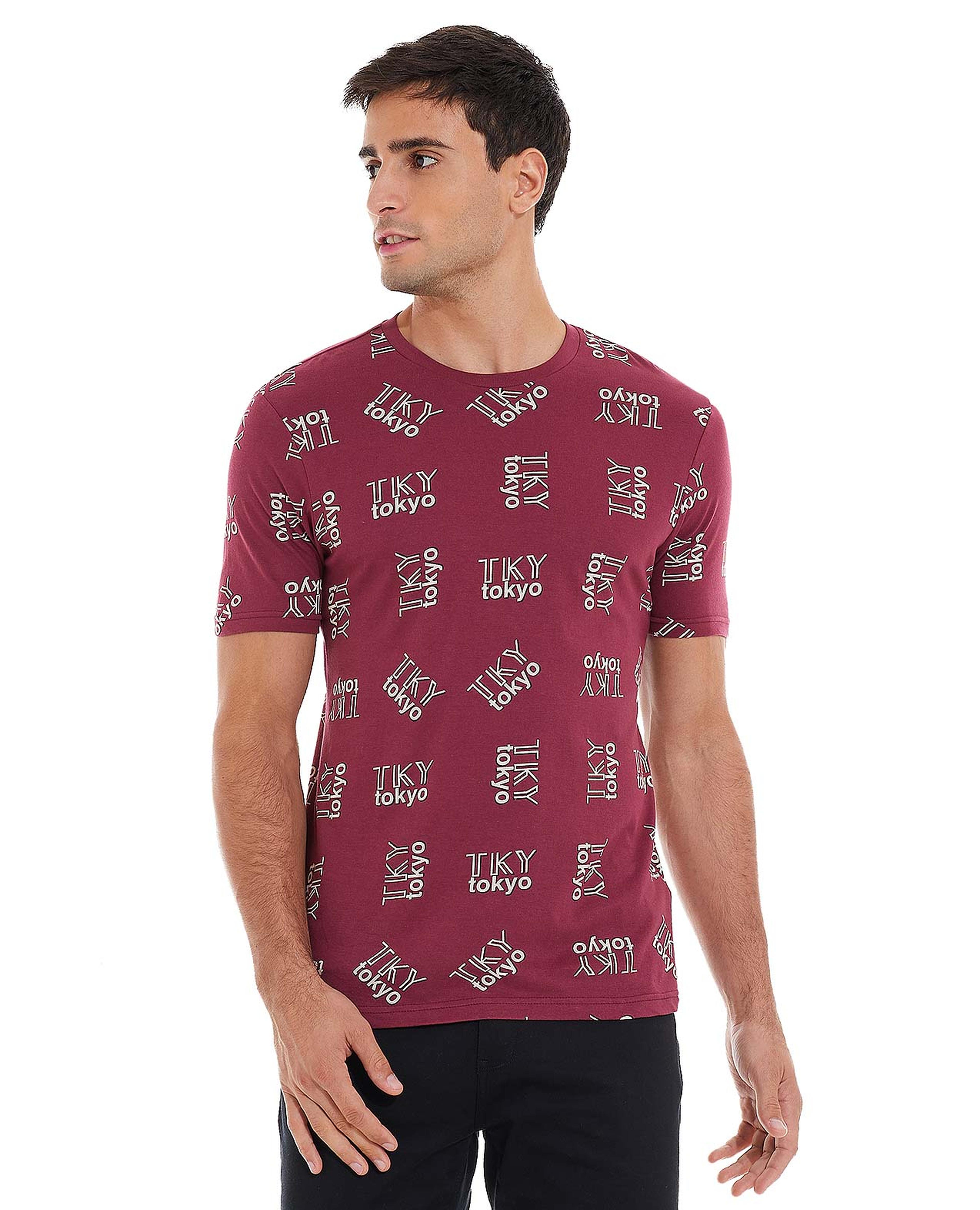 Printed T-Shirt with Crew Neck and Short Sleeves