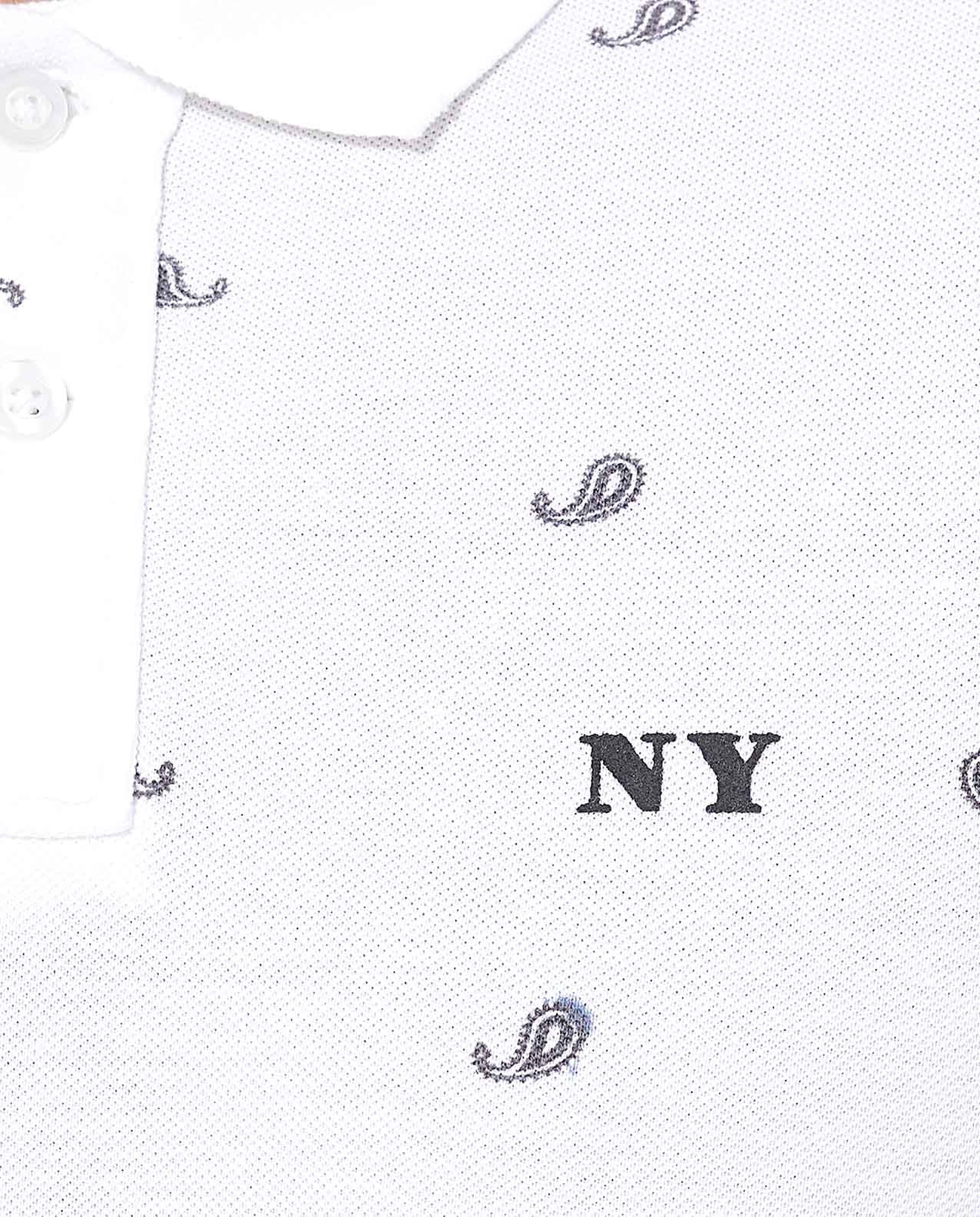 Paisley Printed T-Shirt with Polo Neck and Short Sleeves
