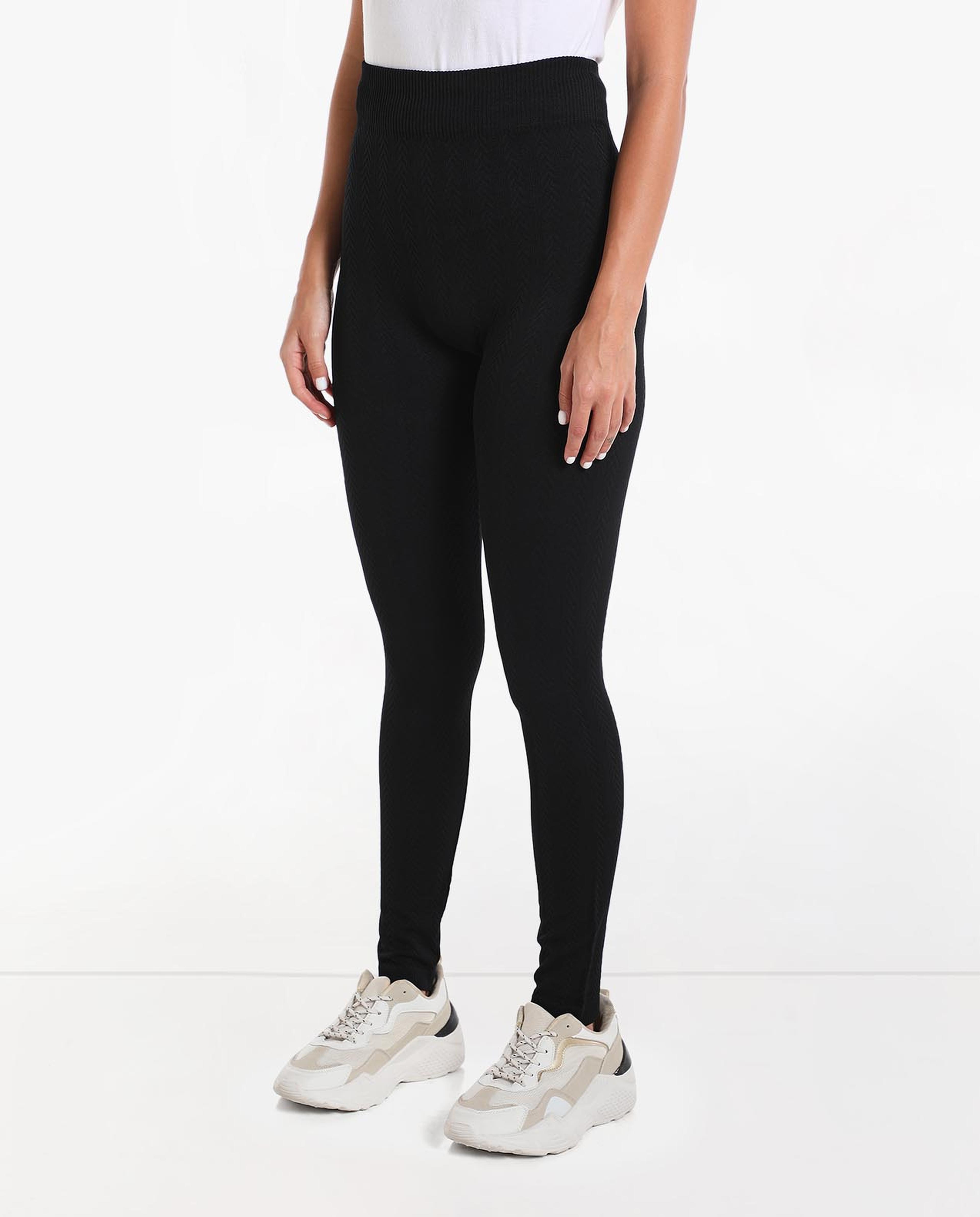 Solid Leggings with Elasticated Waist