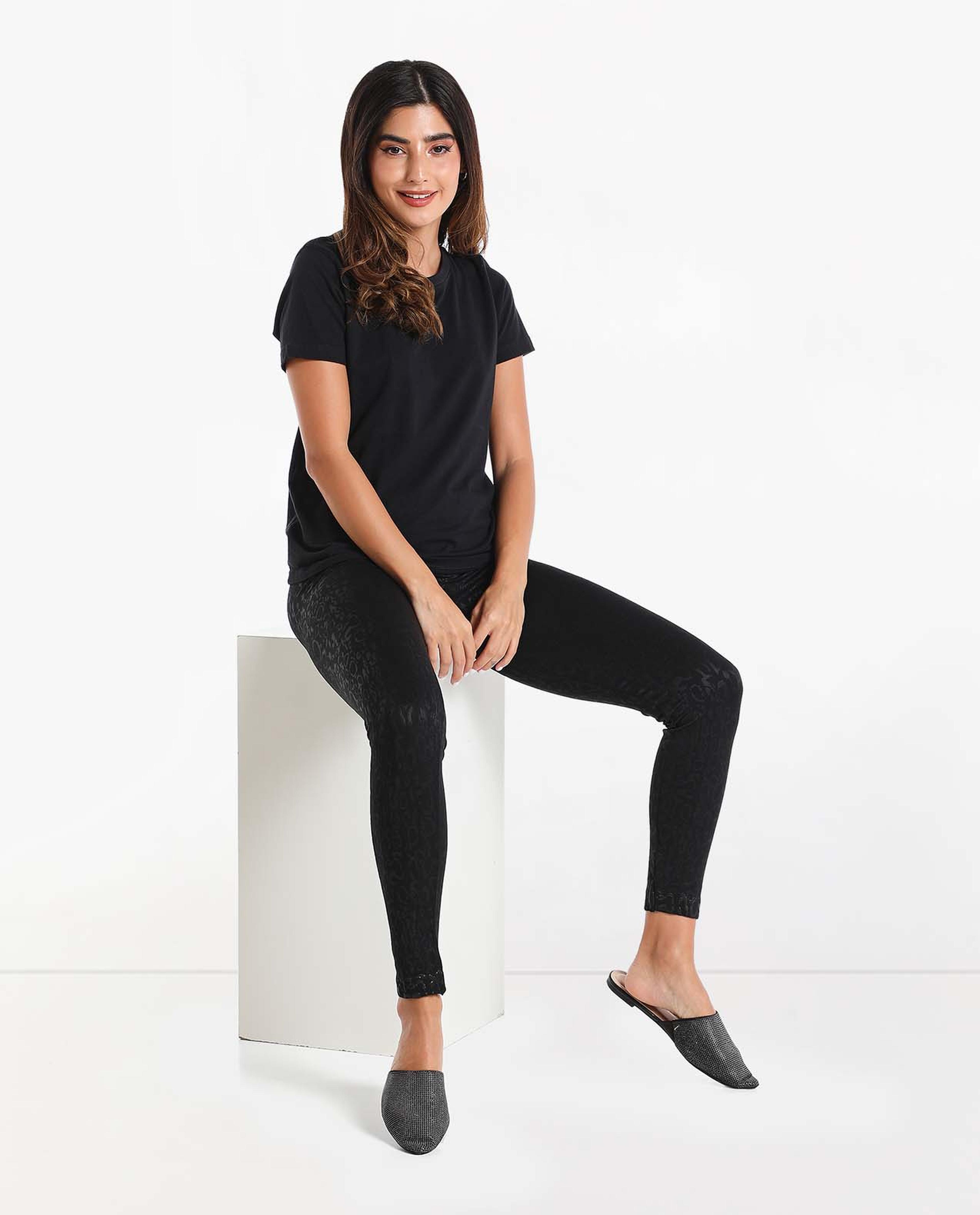 Solid Leggings with Elasticated Waist