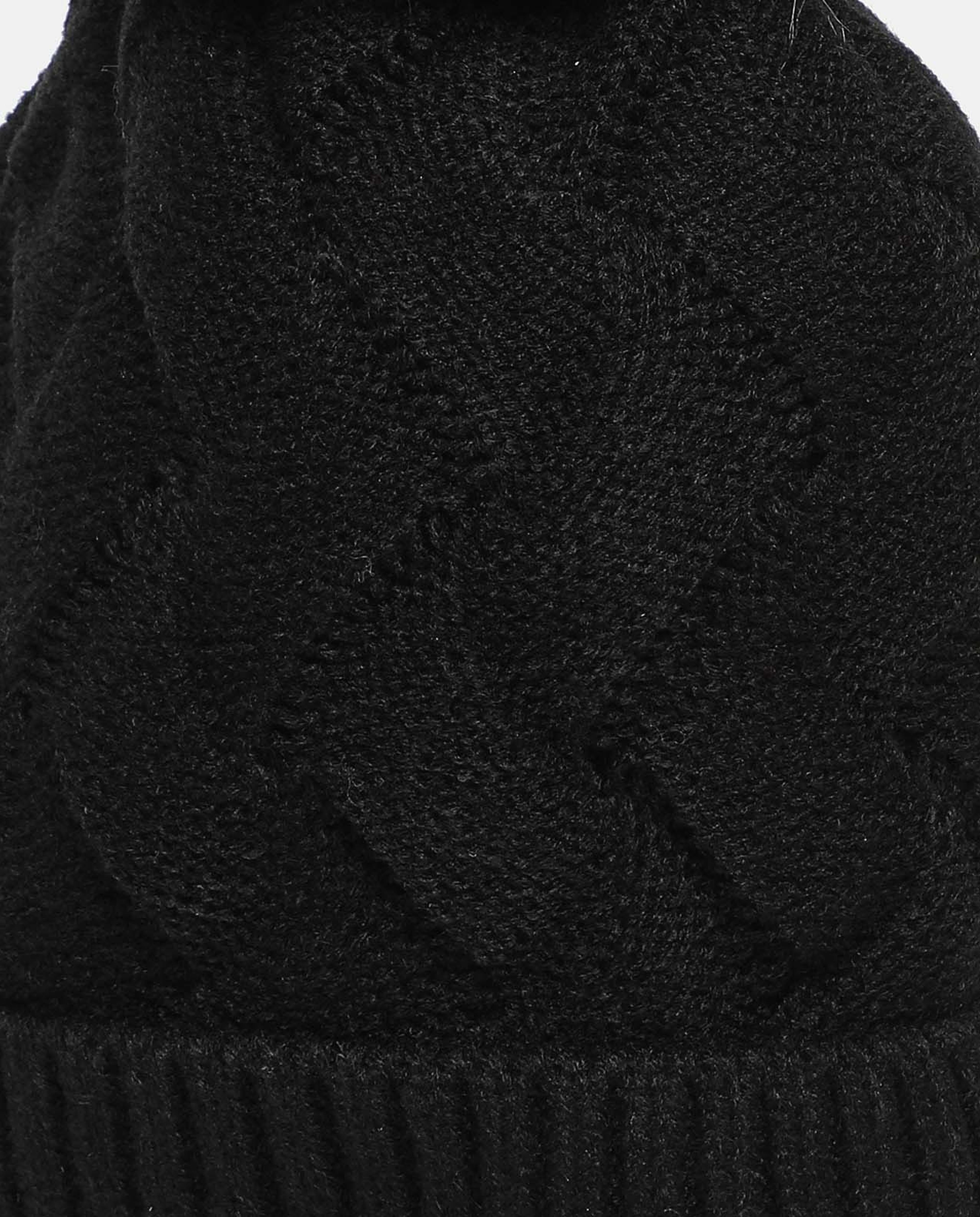 Self Design Knitted Pom-Pom Beanie Cap