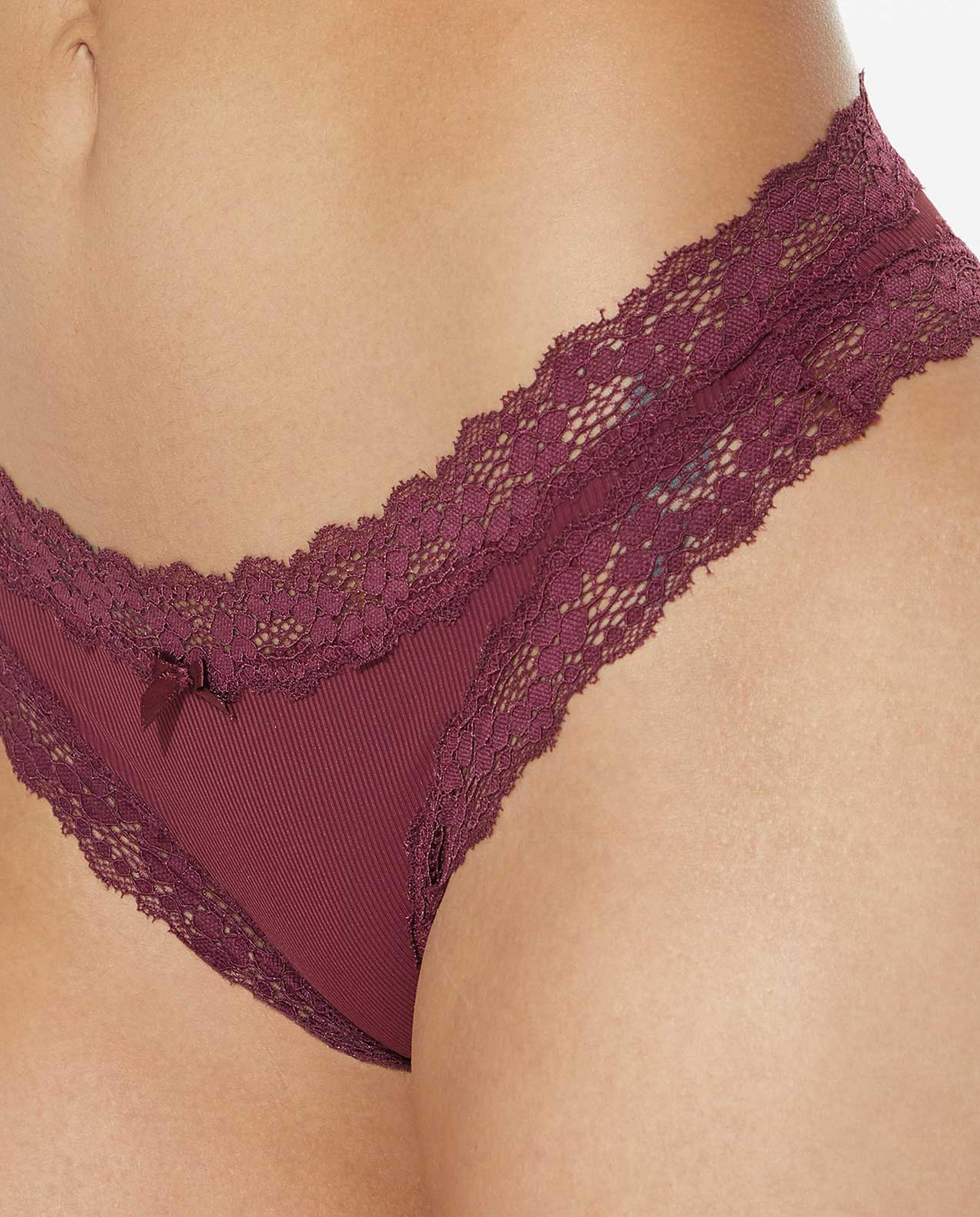 Solid Lace Detailed Bikini Brief