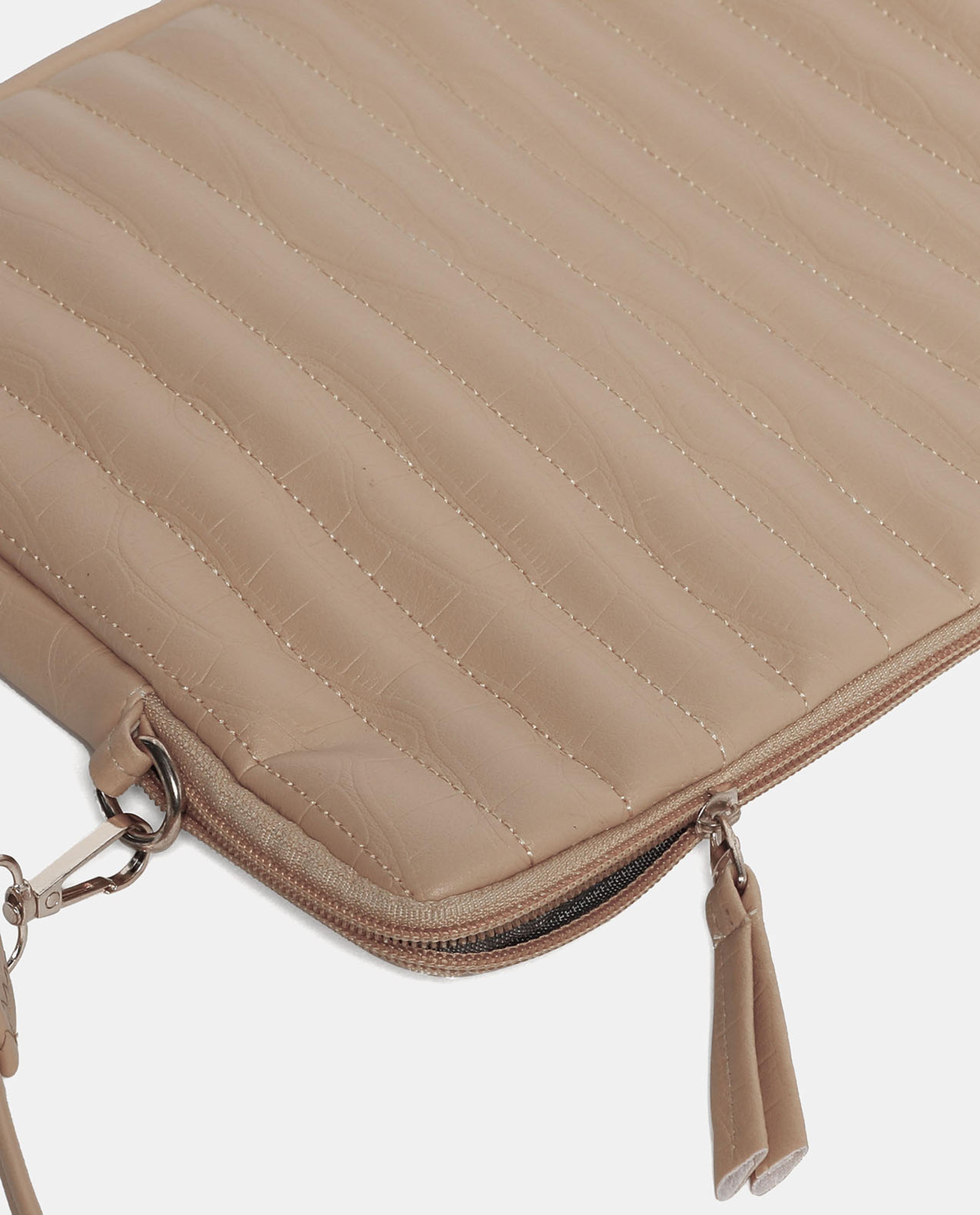Textured Quilted Laptop Bag with Zip Closure