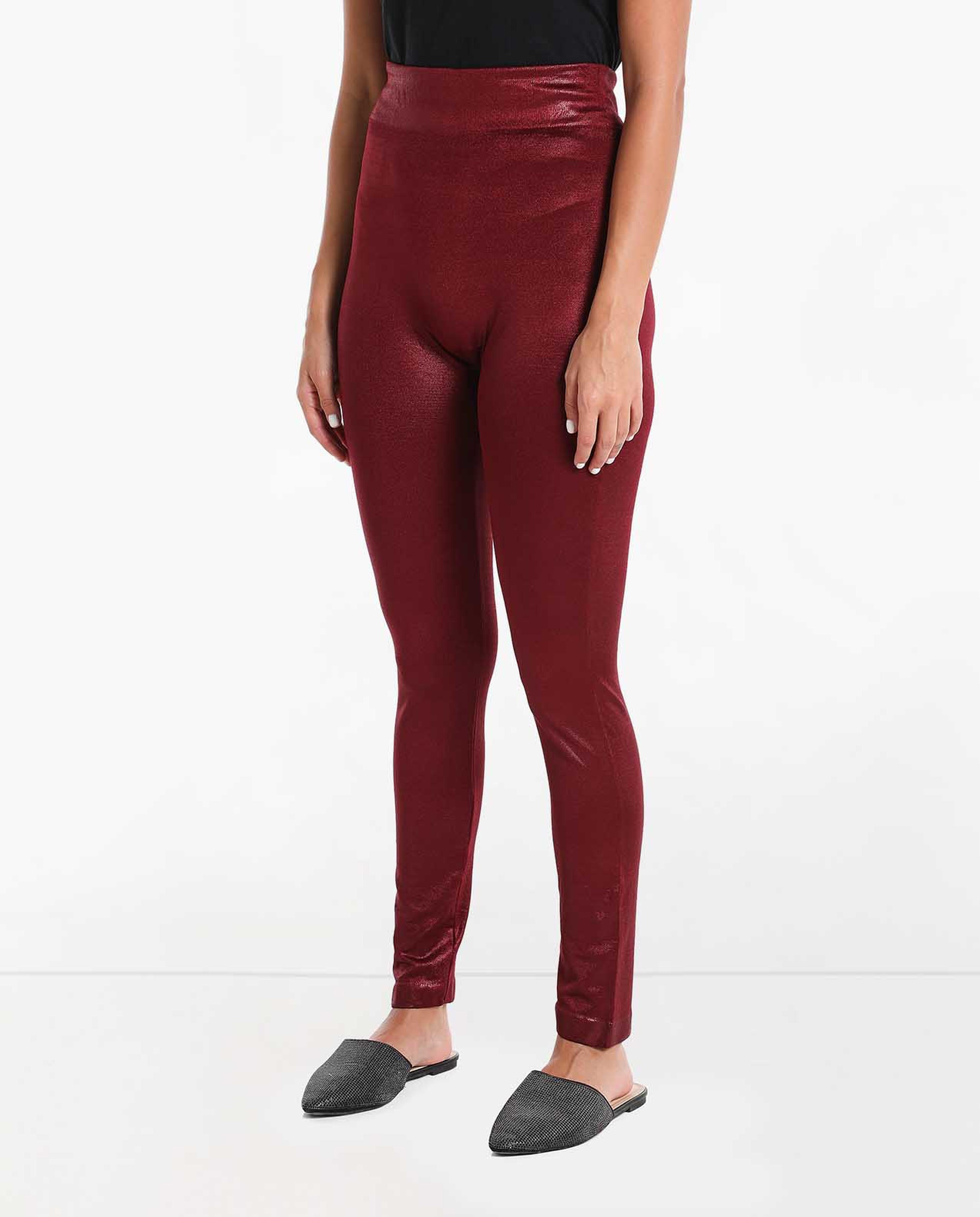 Solid Leggings with Elasticated Waist