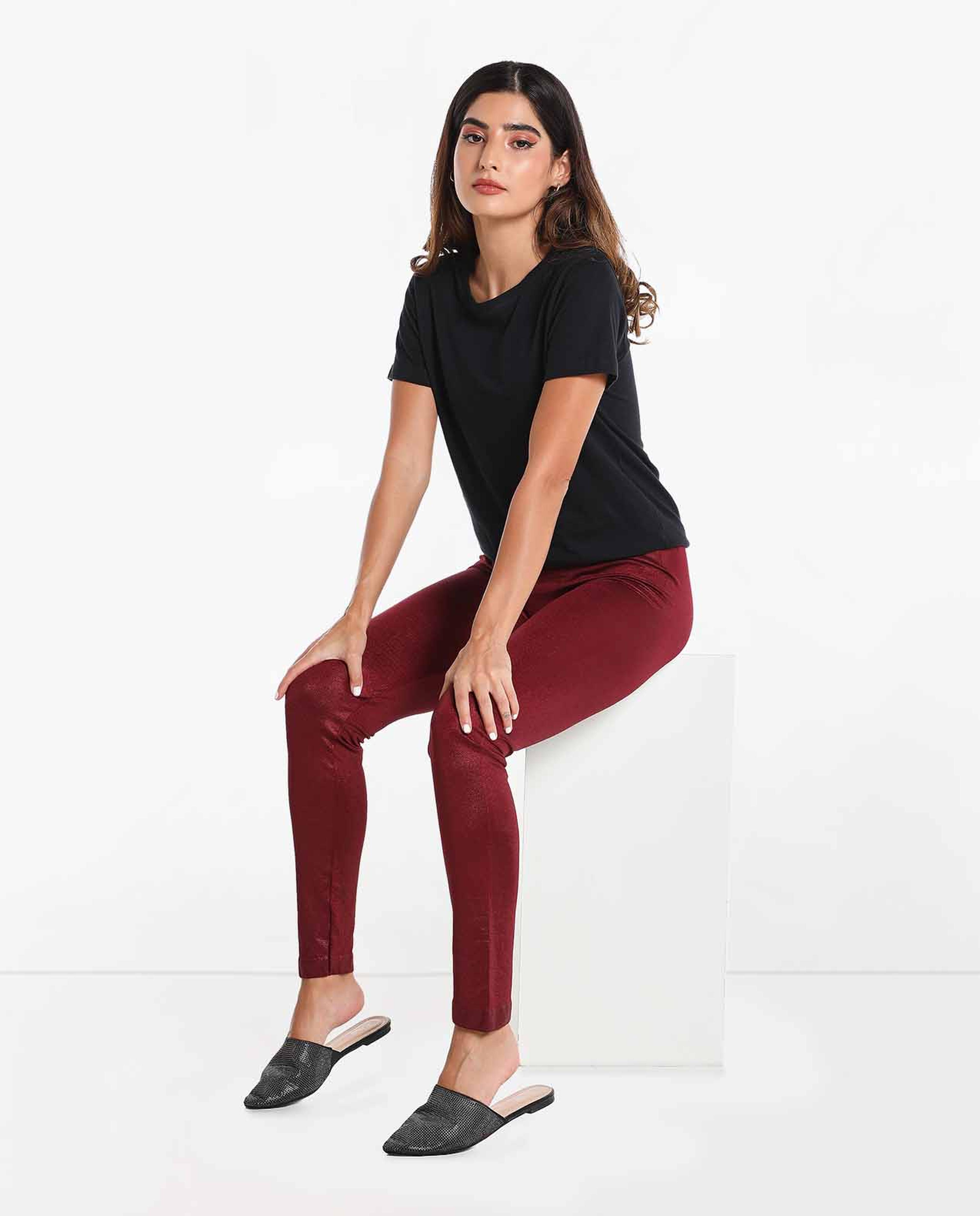 Solid Leggings with Elasticated Waist