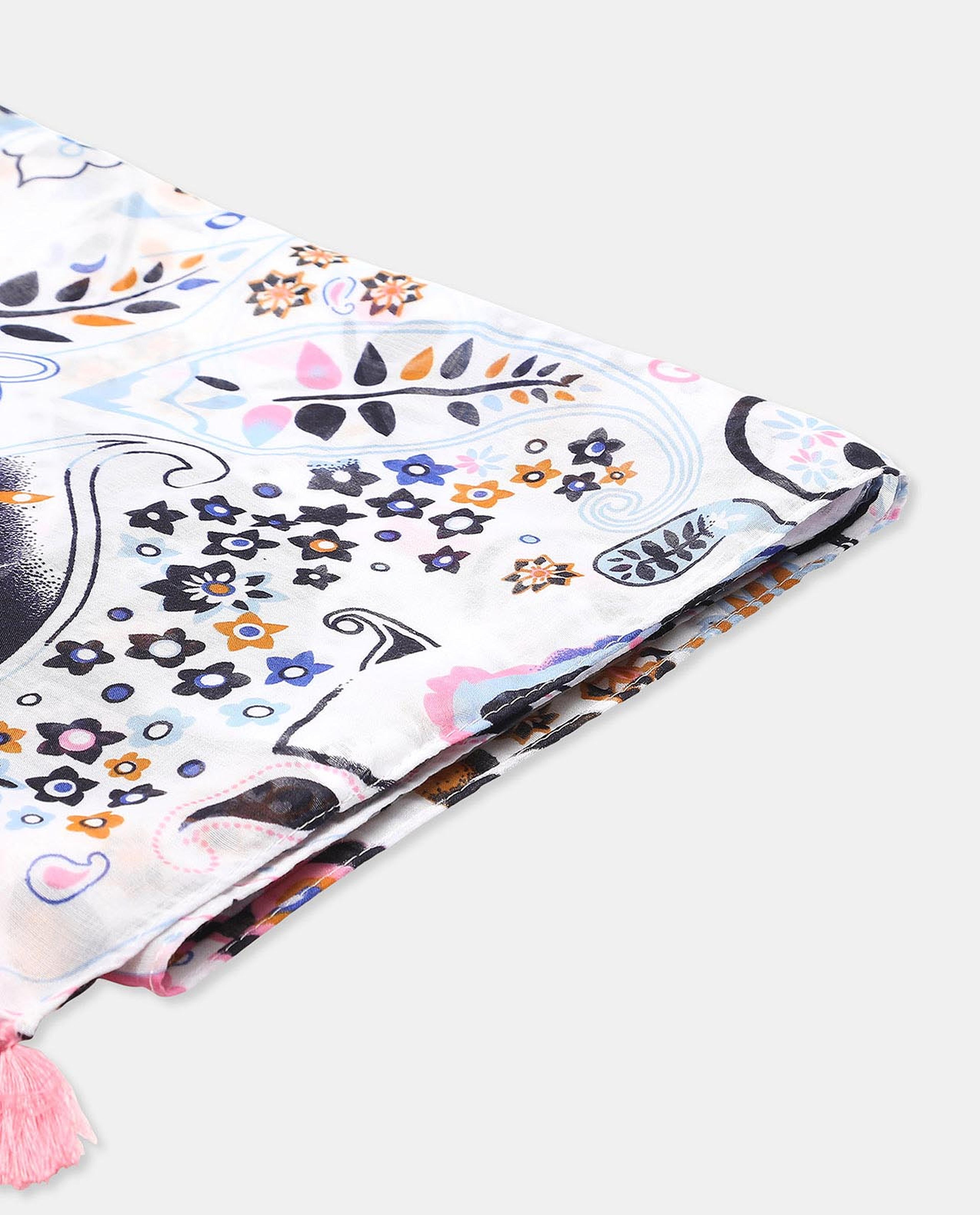 Abstract Printed Scraf with Tassels