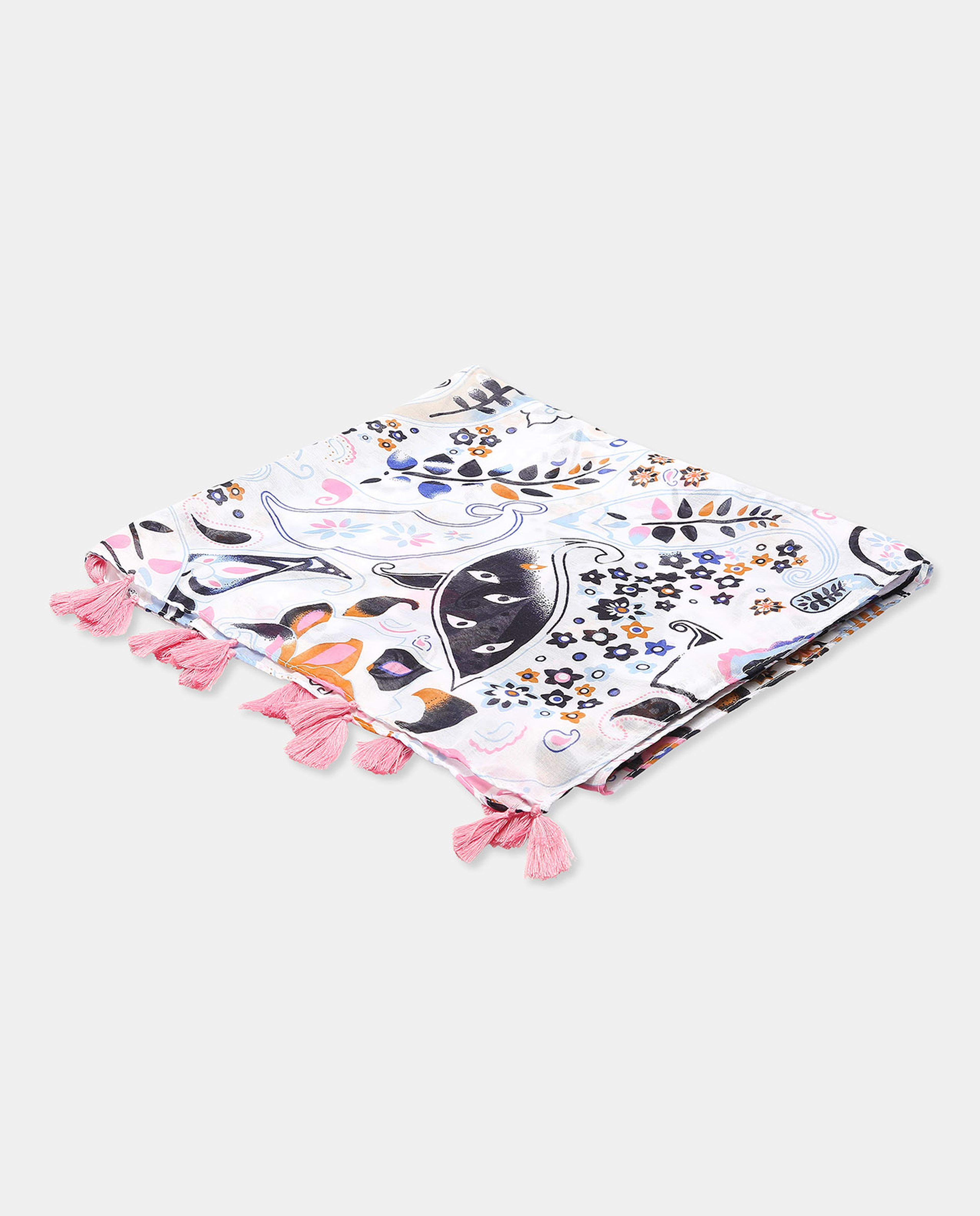 Abstract Printed Scraf with Tassels