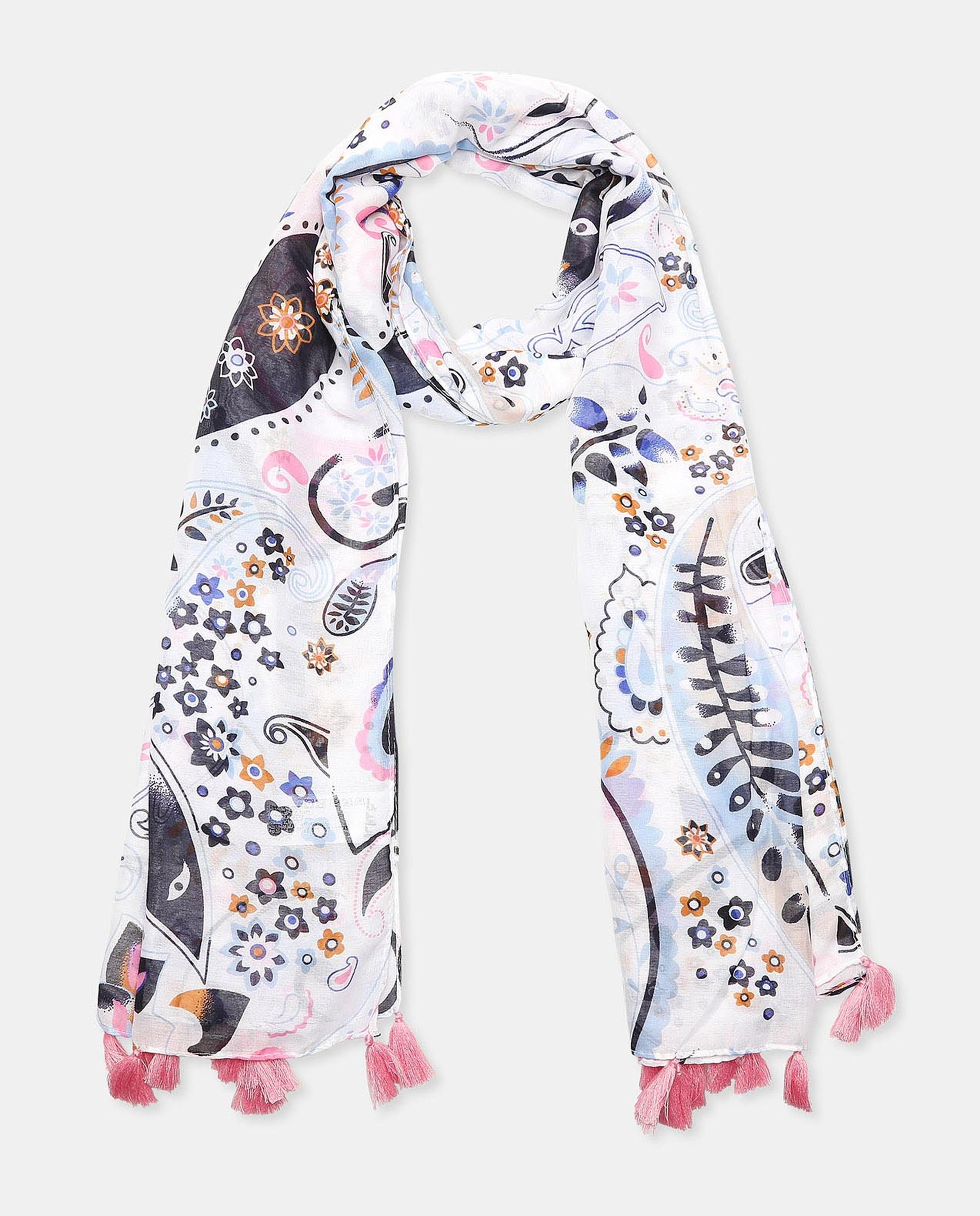 Abstract Printed Scraf with Tassels